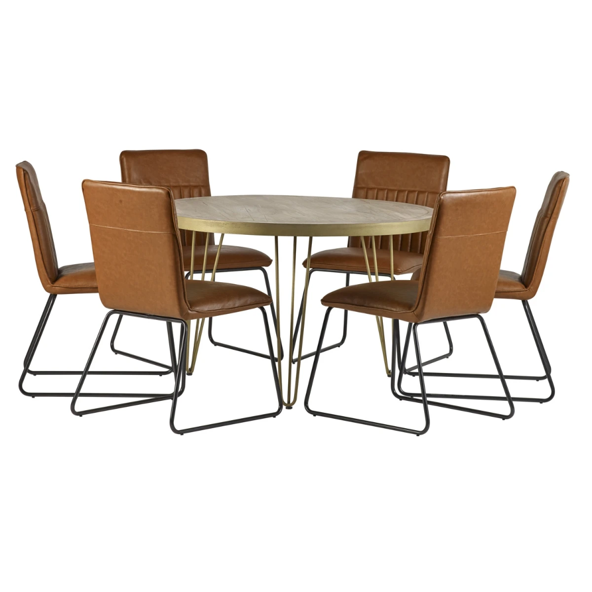 Indian Hub Light Gold Round Dining Table With Metal Inlay Dining Room - Dining Table