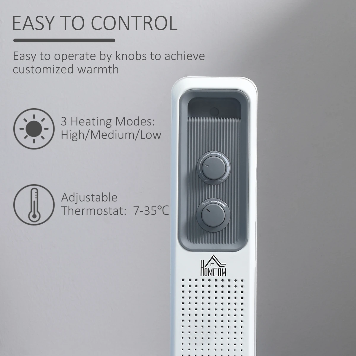 HOMCOM Oil Radiator 1630W 7Fins Thermostat Home - Radiator