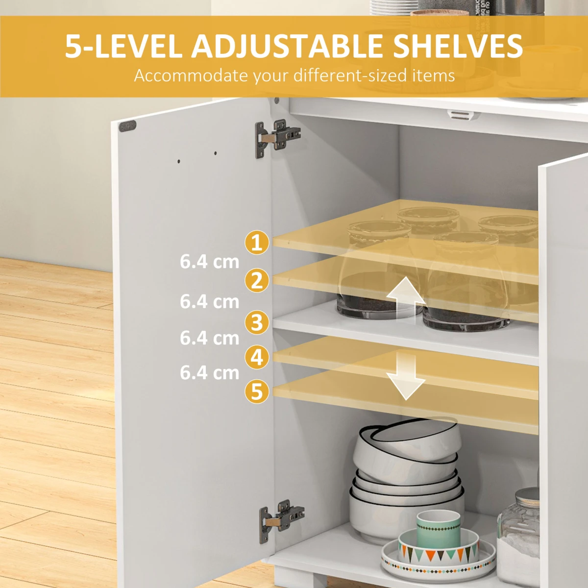 HOMCOM HOMCOM White Sideboard 2 Drawers Kitchen Storage - Sideboard