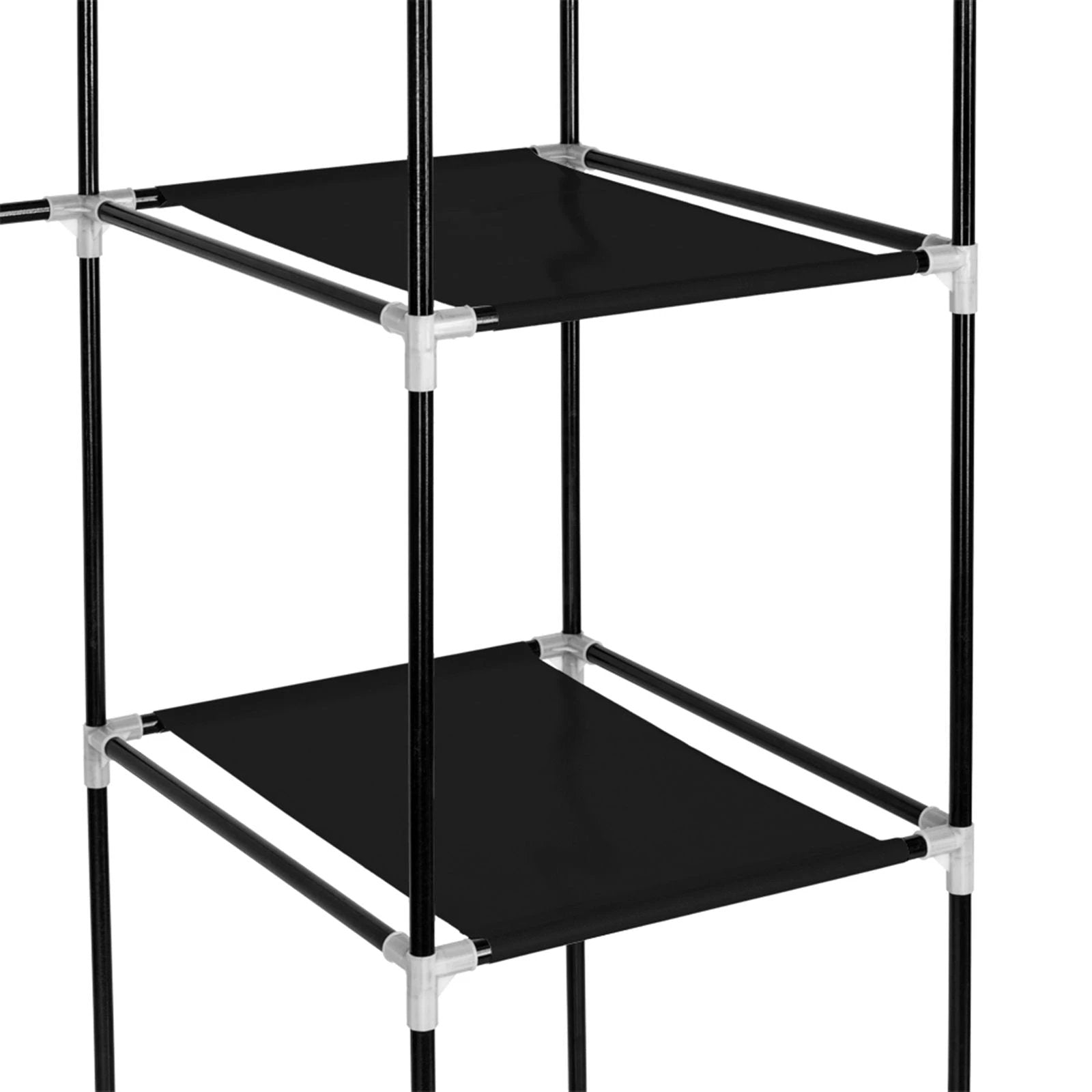 67" Portable Clothes Closet Wardrobe with Non-woven Fabric and Hanging Rod Quick and Easy to Assemble Black by N/A