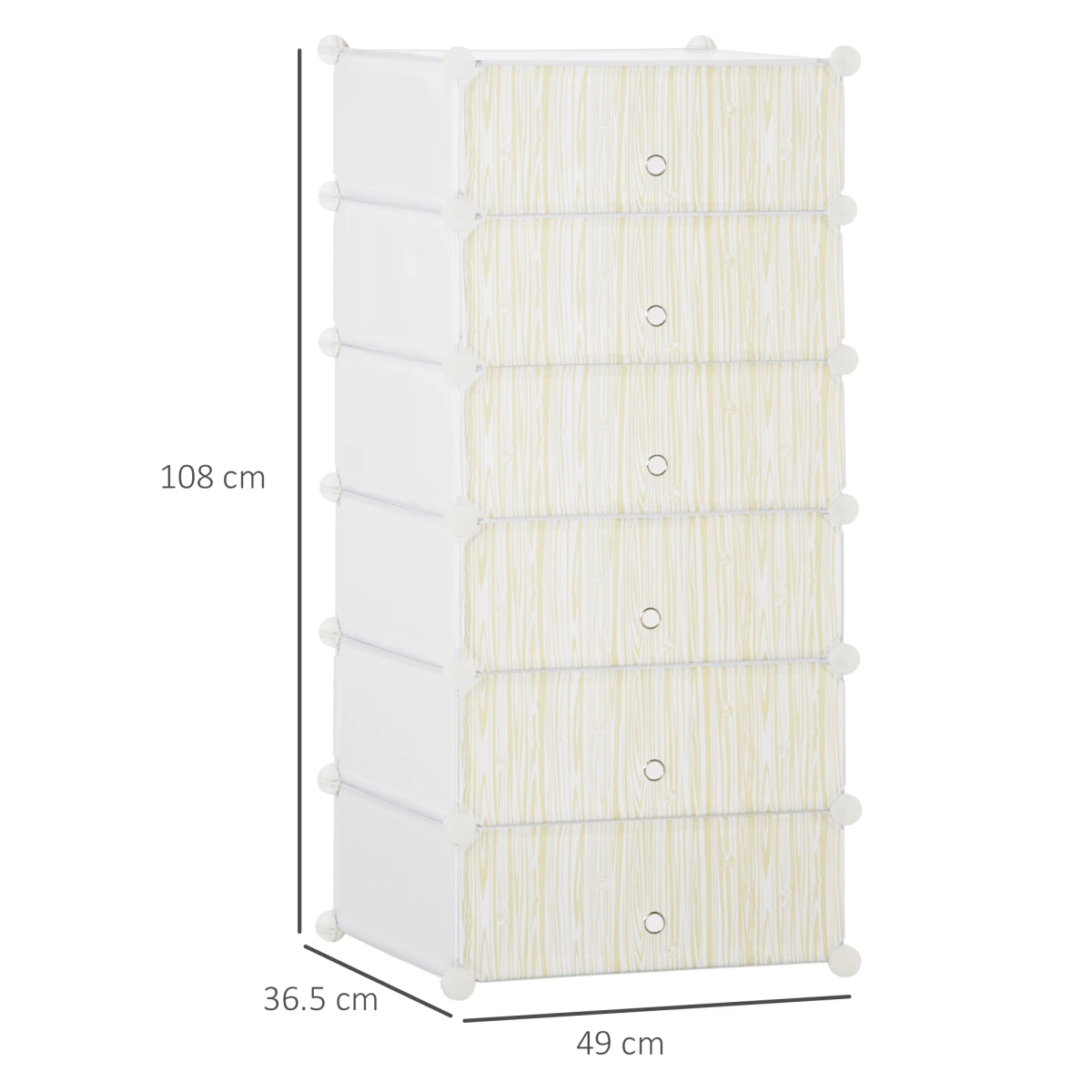 HOMCOM 6 Tier Shoe Rack Plastic Storage Cabinet Modular Shoe Tower White by HOMCOM