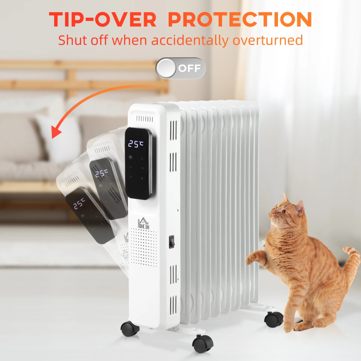 HOMCOM Oil Radiator 9 Fin Remote Timer Home - Radiator