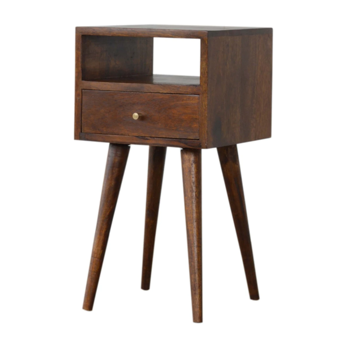 Artisan Furniture Nightstand Compact Solid Mango Wood Chestnut Finish Drawer And Shelf For Small Bedrooms by Artisan Furniture