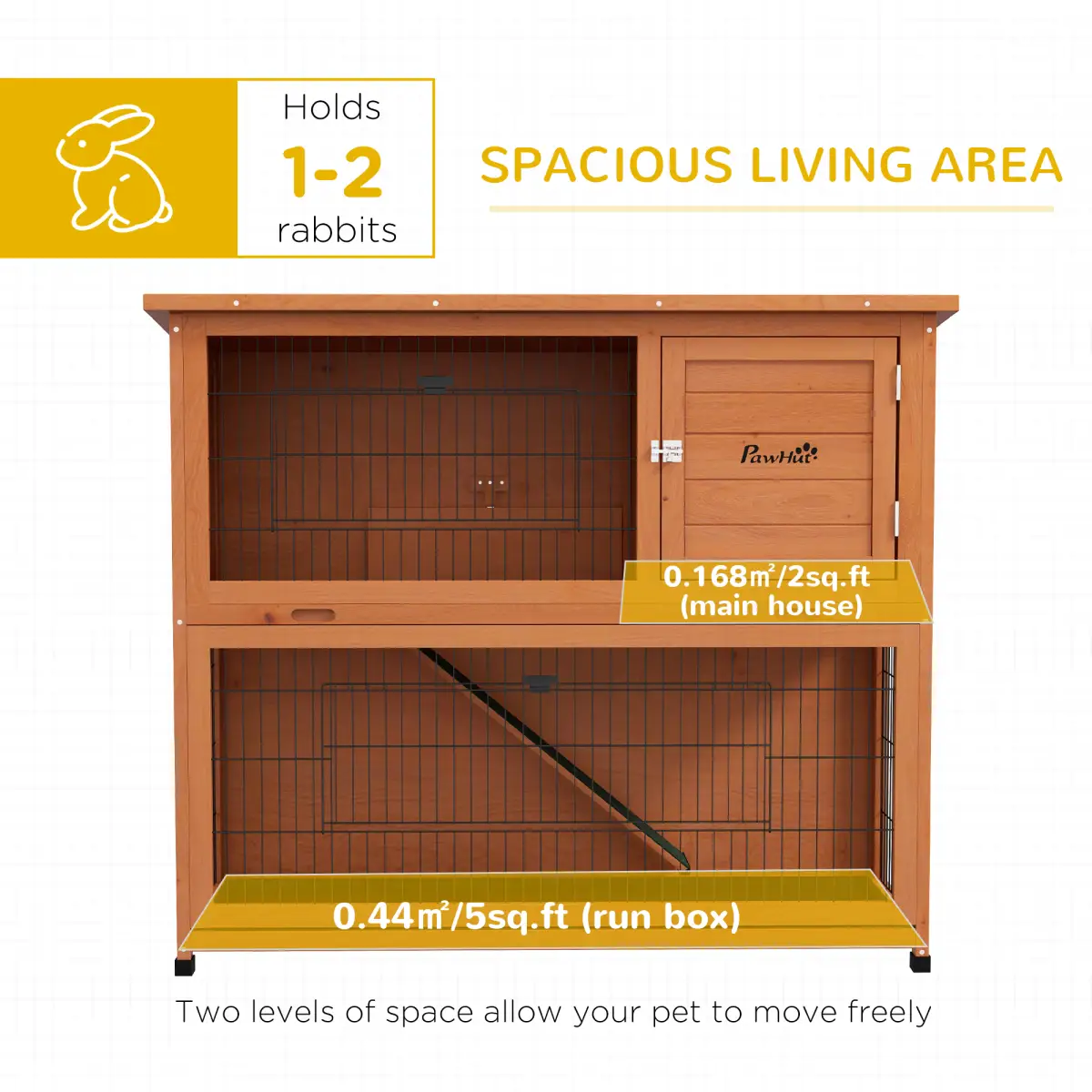 PawHut PawHut Wooden Rabbit Hutch Antiseptic Outdoor, for 1-2 Rabbits, Orange - Rabbit Hutch