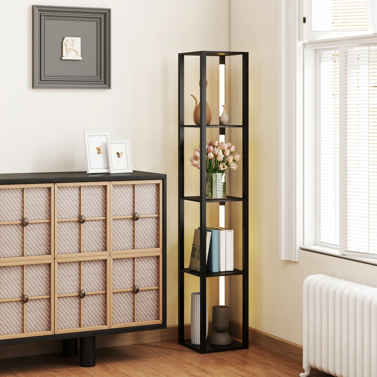 Premium Floor Lamp 4Tier Shelf Warm Glow Home by N/A