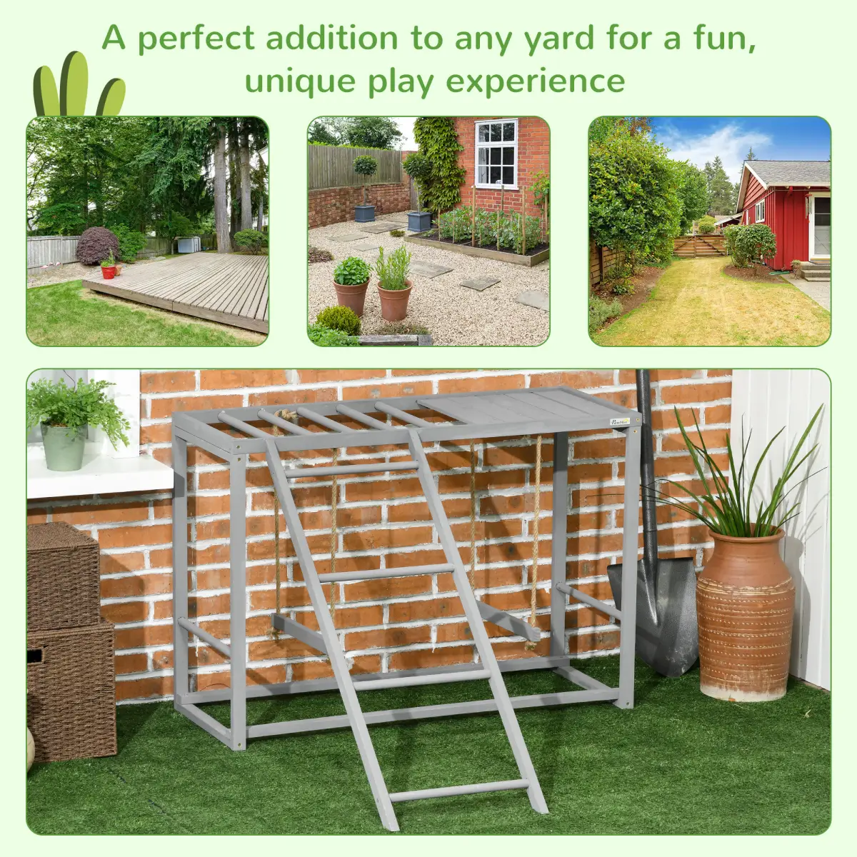 PawHut PawHut Chicken Activity Play Chicken Coop with Swing Set for 3-4 Birds, Grey - Chicken Coop