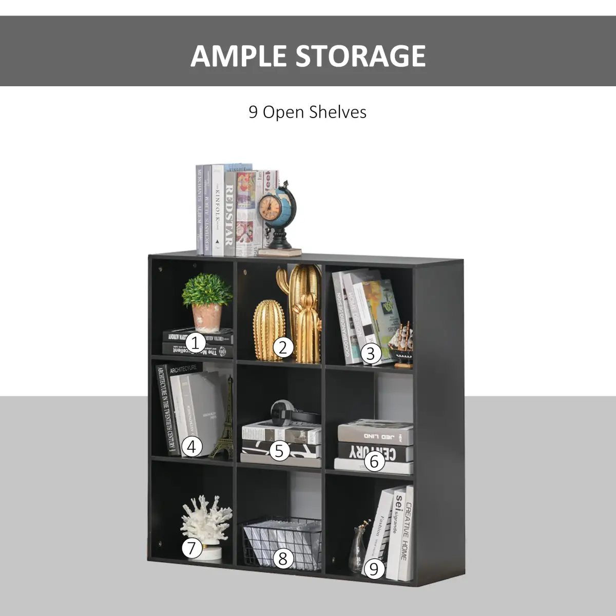 Unbranded 9 Cube Storage Cabinet Bookcase Bookshelf Home Office Shelf, Black - Bookcase
