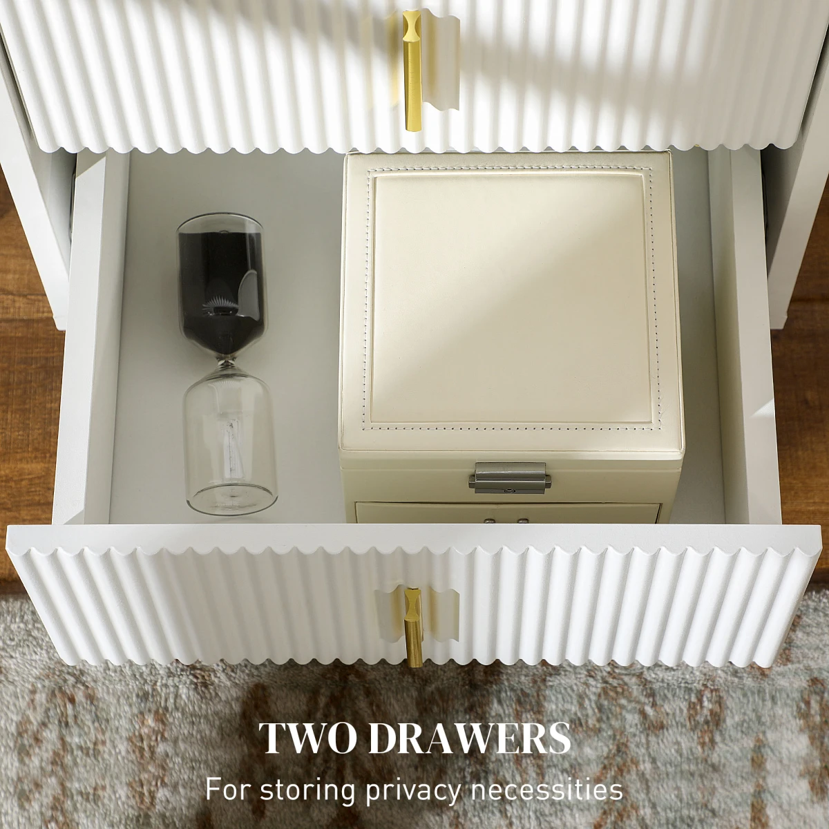 Premium Nightstand 2-Drawer Gold Handles by HOMCOM