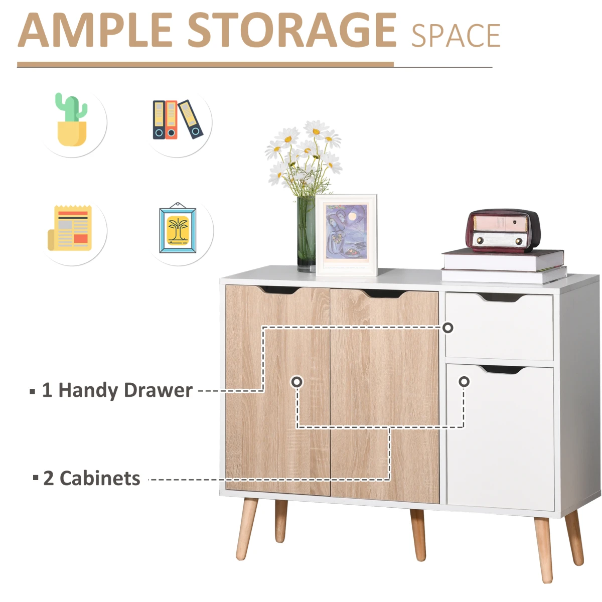 Modern Scandi Sideboard With Four Compartments by Unbranded