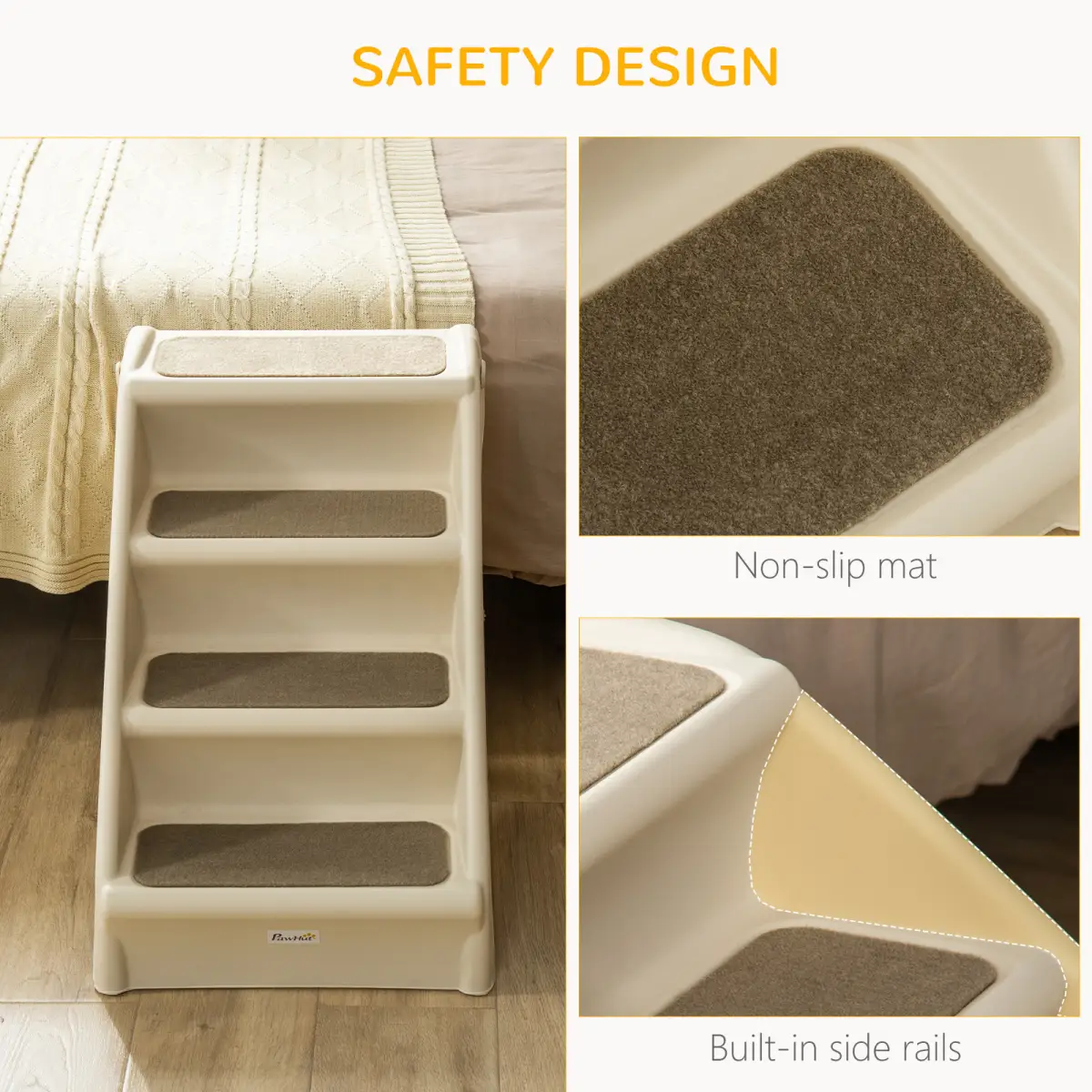 Unbranded Portable Dog Steps for Bed, Sofa Non-Slip Pet Stairs for Cats, Dogs - Beige - Dog Steps