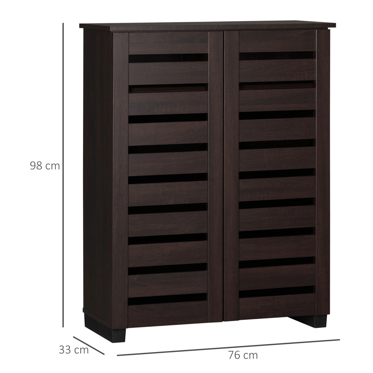 HOMCOM Shoe Storage Cabinet with Slatted Doors for 15 Pairs of Shoes Brown by HOMCOM