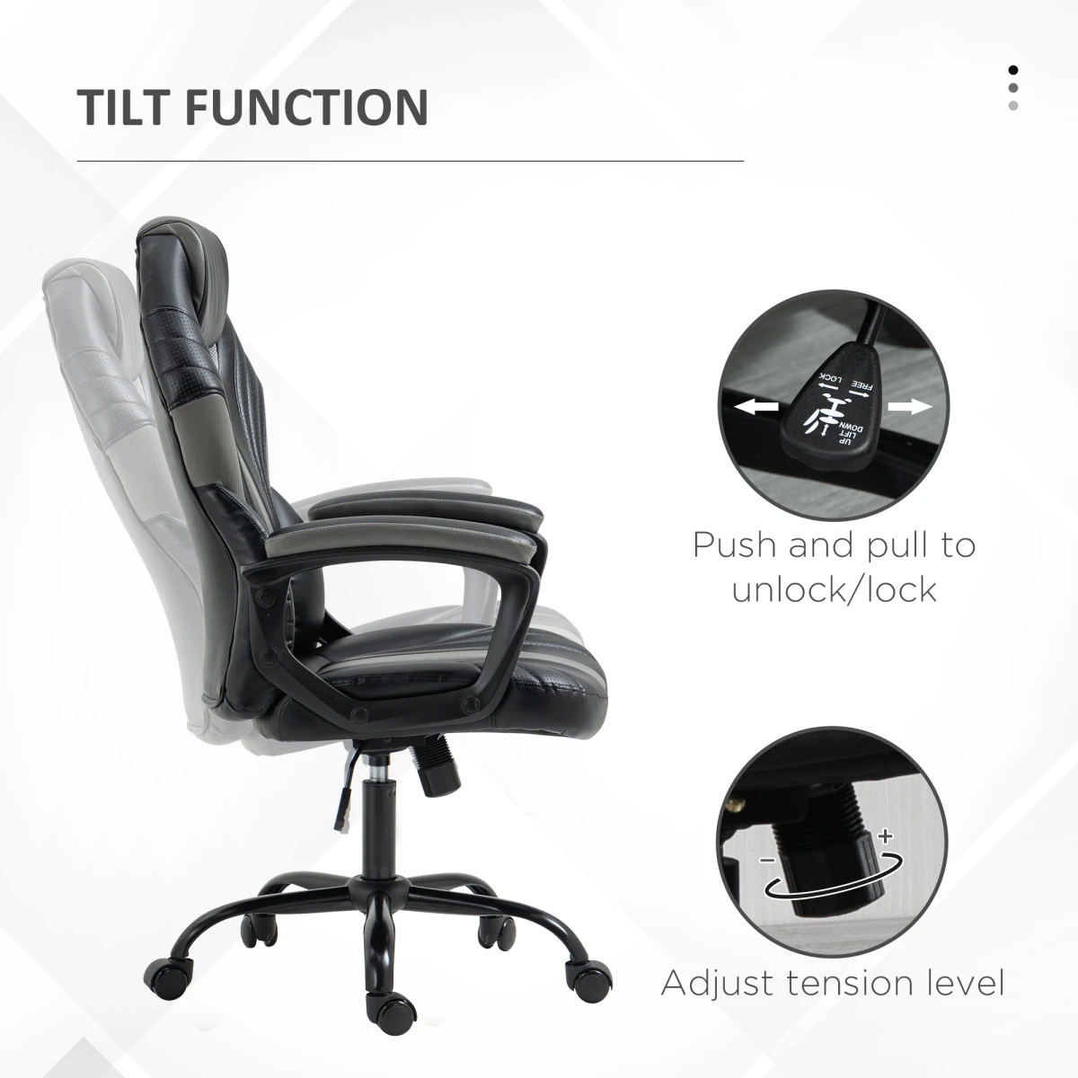 Vinsetto Vinsetto Racing Gaming Chair With Armrests Swivel Wheels Ergonomic PU Leather For Home Office Gaming - Office Chair