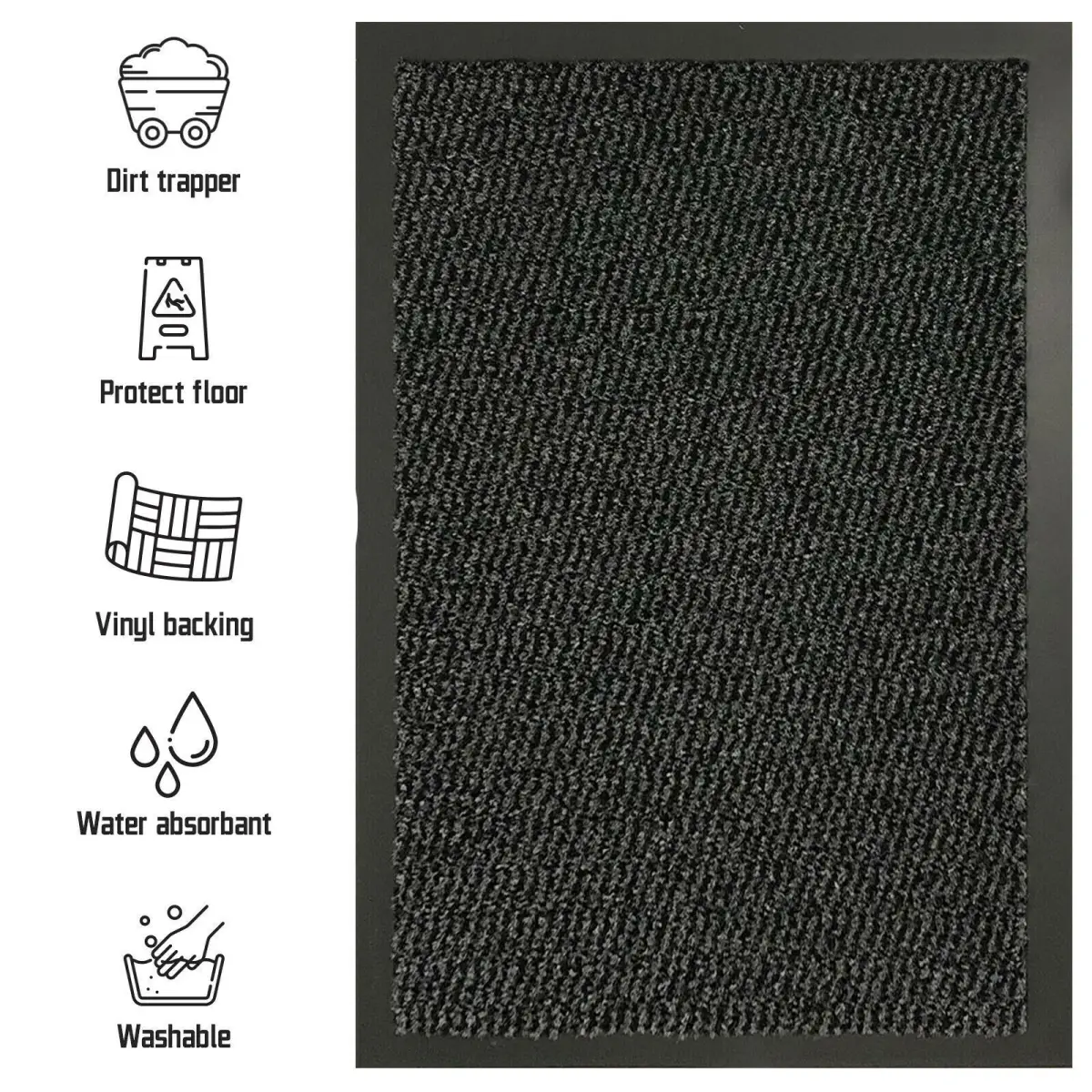 Un-Branded Anthracite BARRIER MATT - 90 X 200 - Barrier Mats