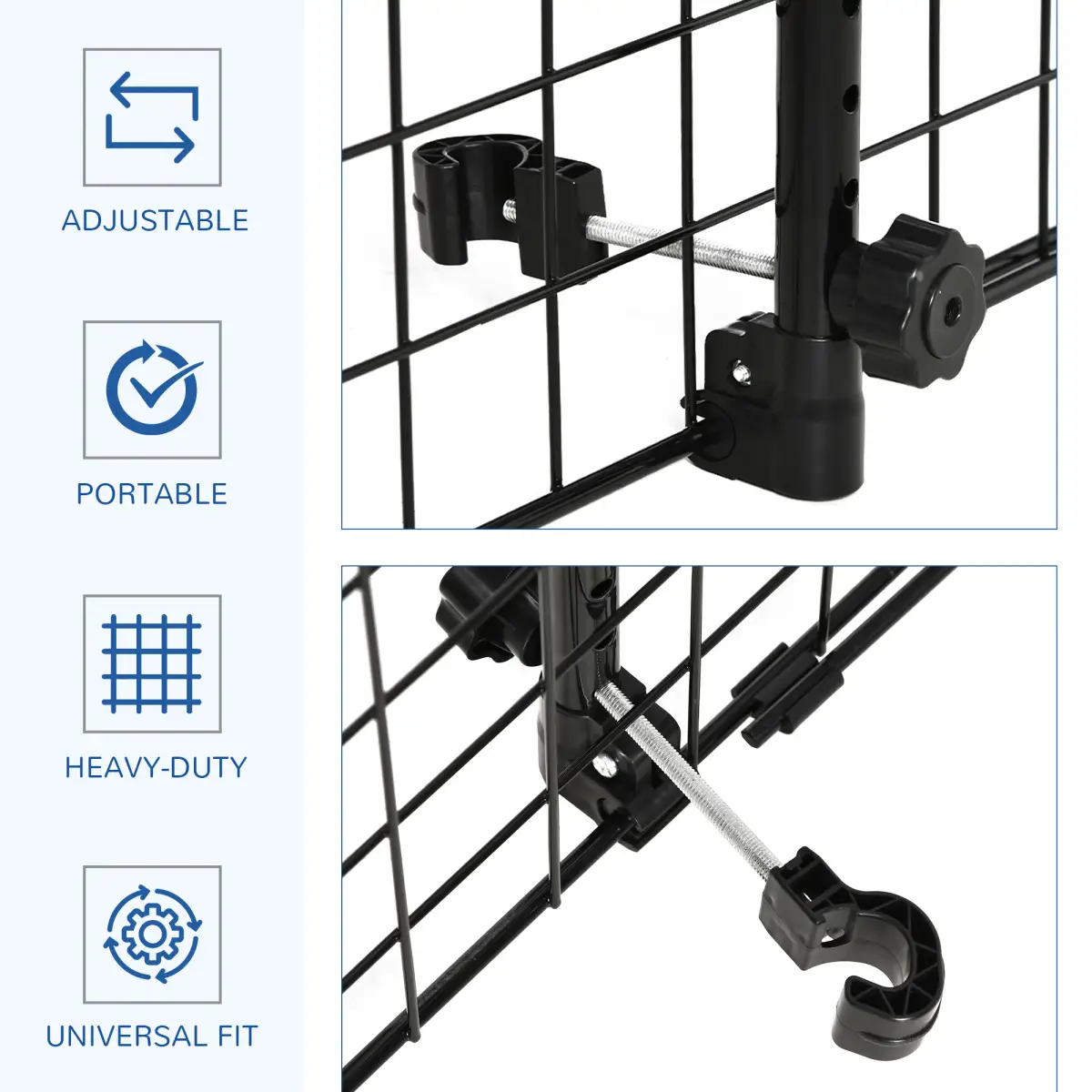PawHut PawHut Heavy Duty Pet Dog Car Barrier Adjustable Ventilated Mesh Wire Guard - Pet Gate