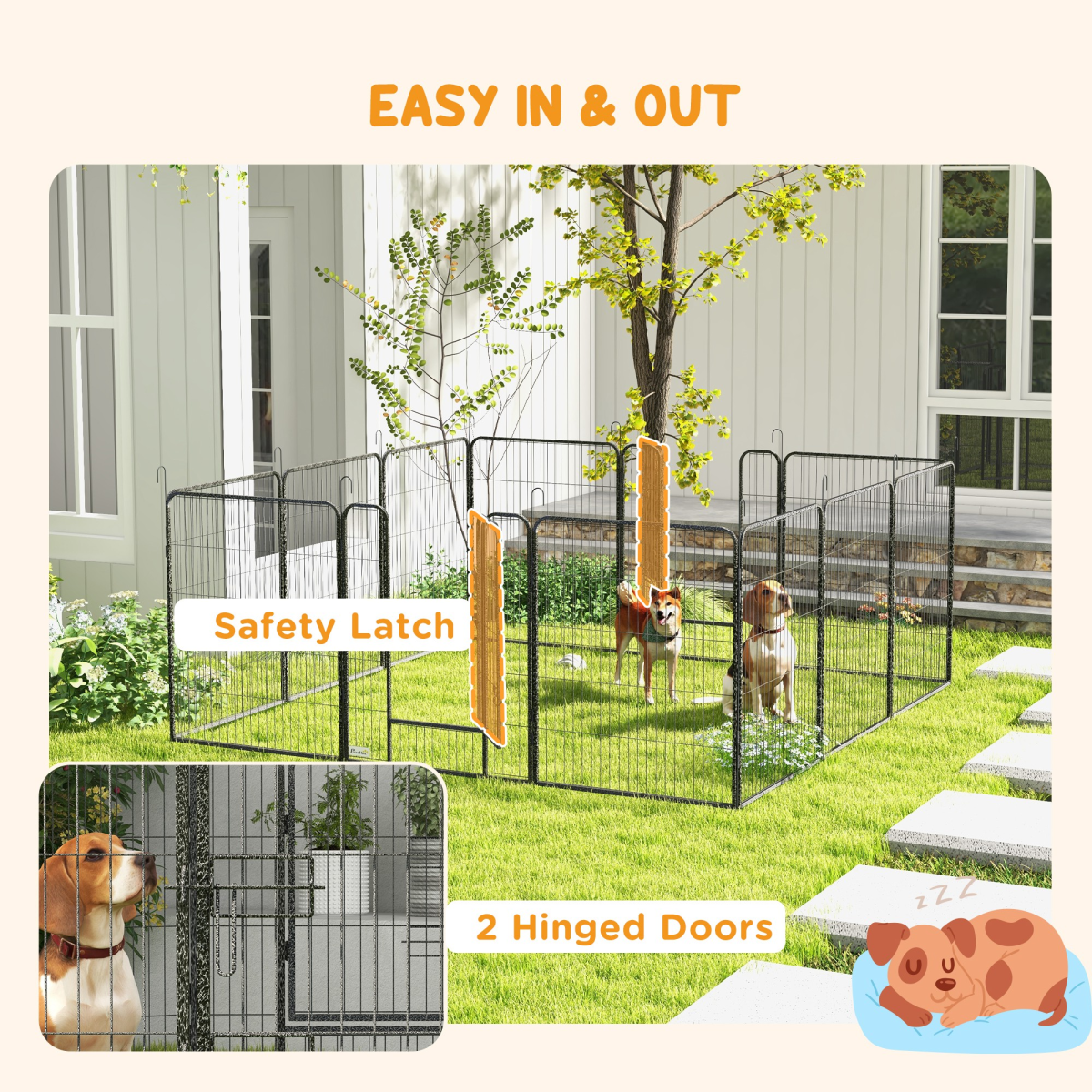 Heavy Duty Puppy Play Pen, 12 Panels Pet Exercise Pen, for Indoors, Outdoors - from PawHut
