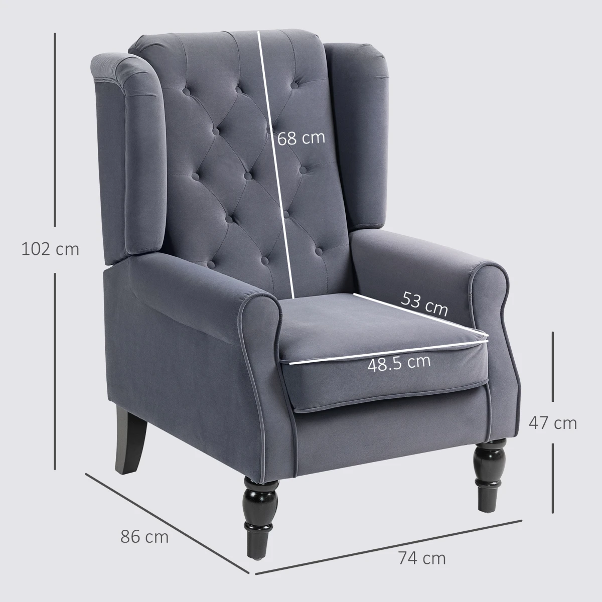 HOMCOM Accent Armchair Retro Tufted Velvet Upholstery Chair by HOMCOM
