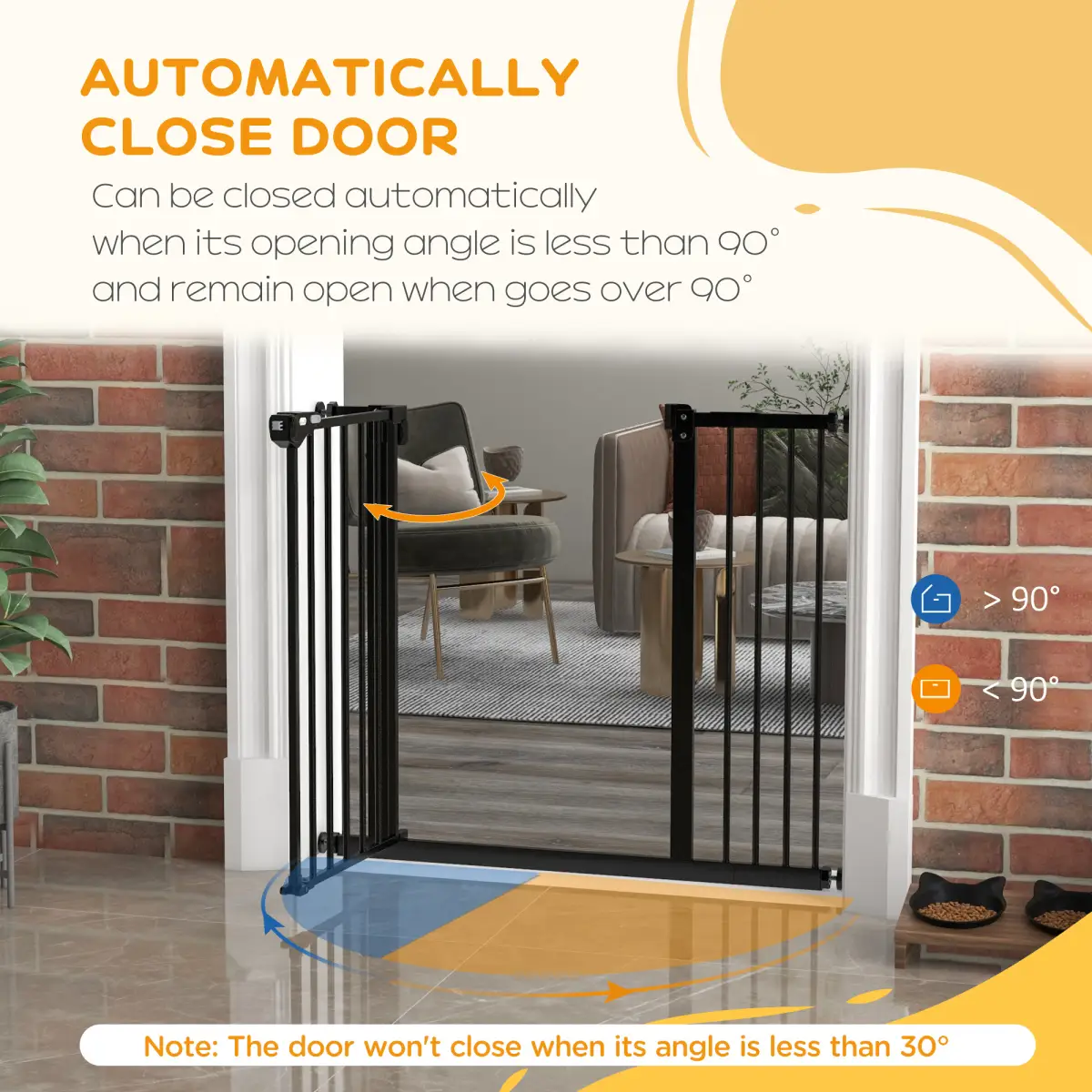PawHut PawHut Adjustable Safety Gate w/ 1 Extensions and Four Adjustable Screws, Black - Pet Gate