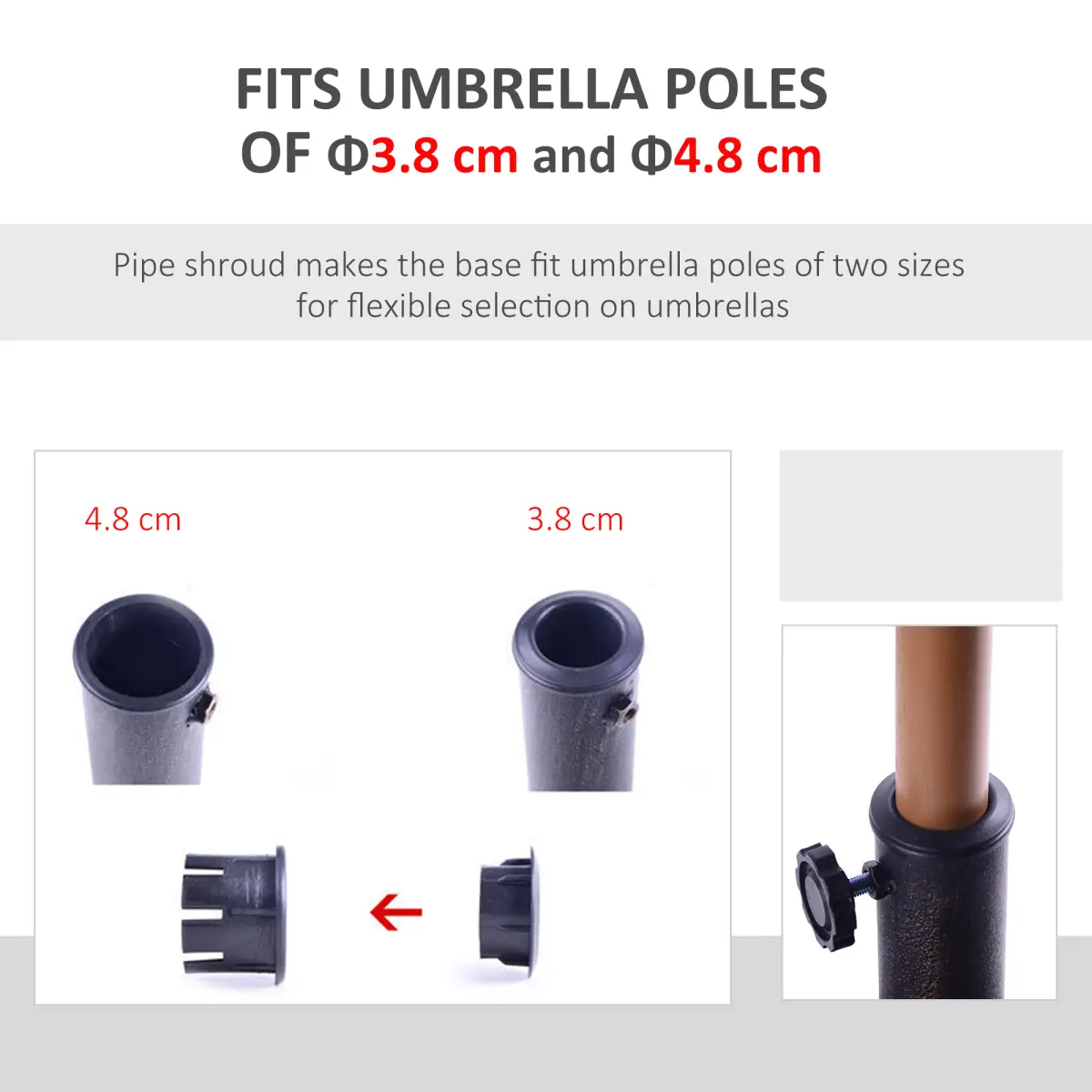 Outsunny Outsunny 13kg Garden Parasol Base Round Resin Umbrella Stand Holder Bronze Tone - Parasol