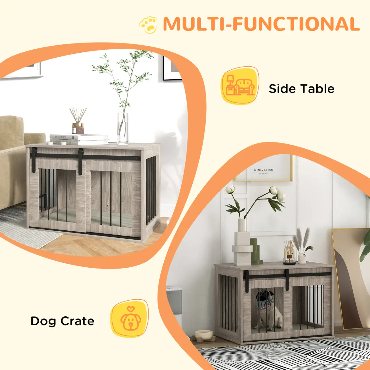 PawHut PawHut Dog Crate Furniture with Removable Cushion, for Medium Dogs - Brown - Dog Crate