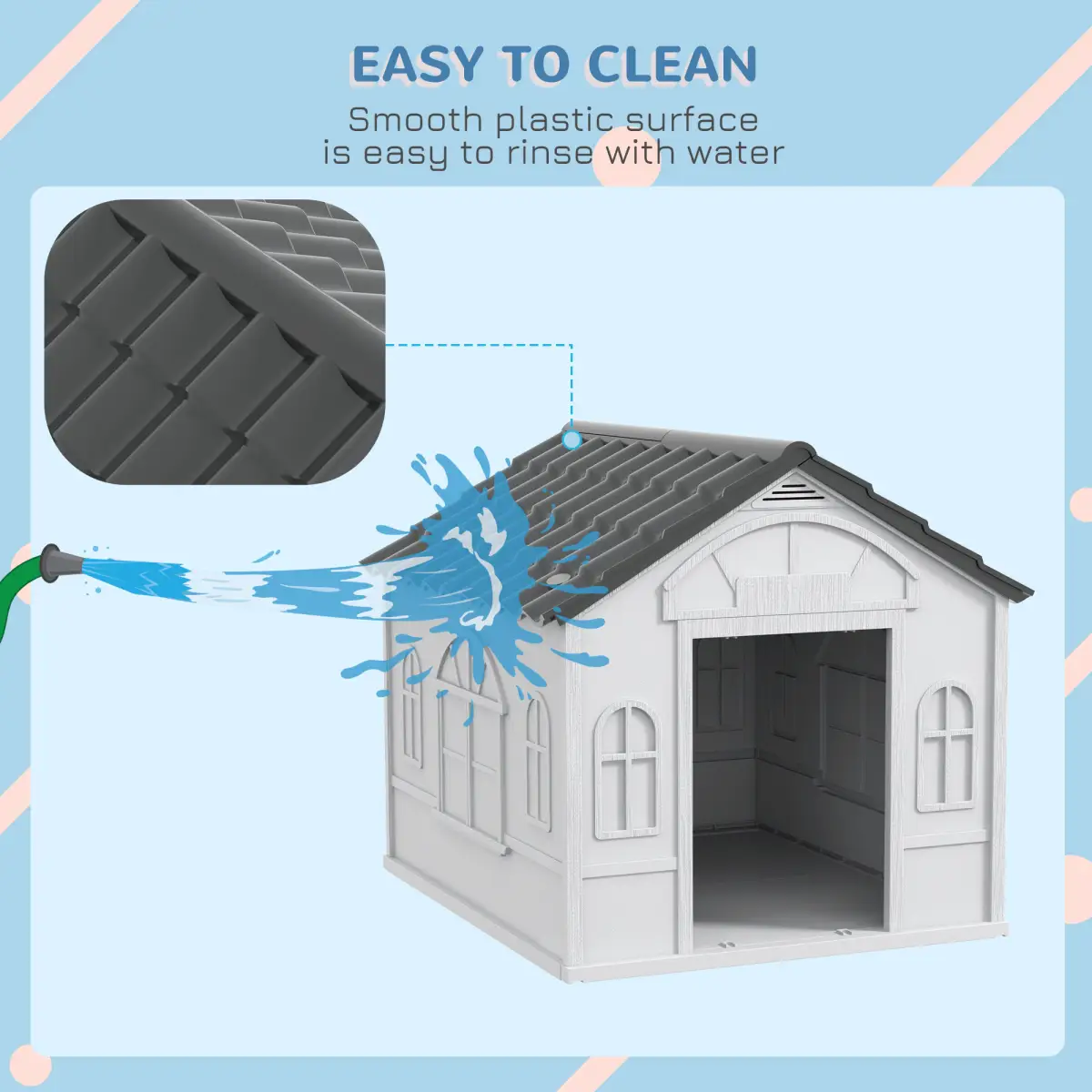 PawHut PawHut Weather-Resistant Dog House, Puppy Shelter for Medium Dogs - Grey - Dog Kennel
