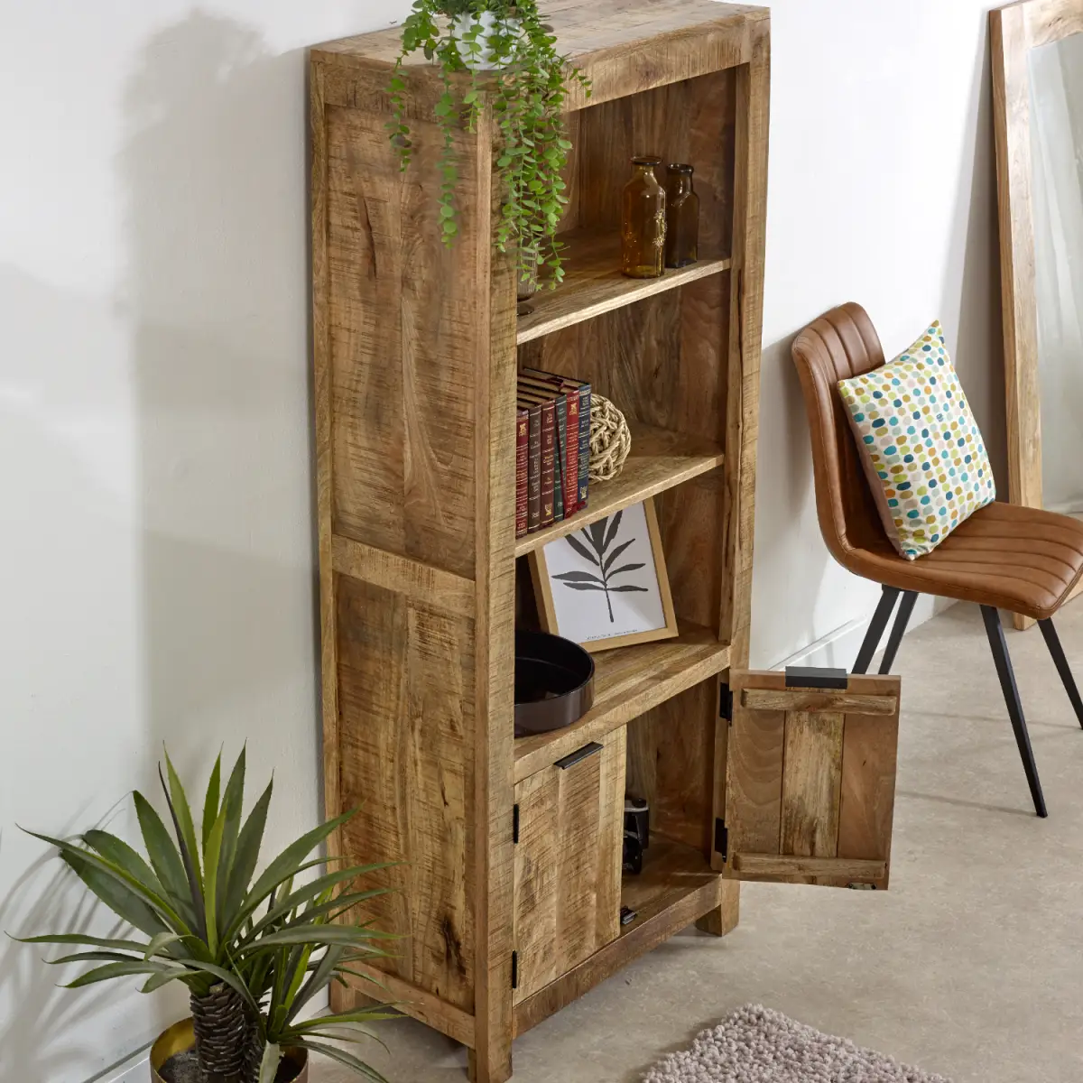 Indian Hub Surrey Solid Wood Bookcase With Doors - Bookcase