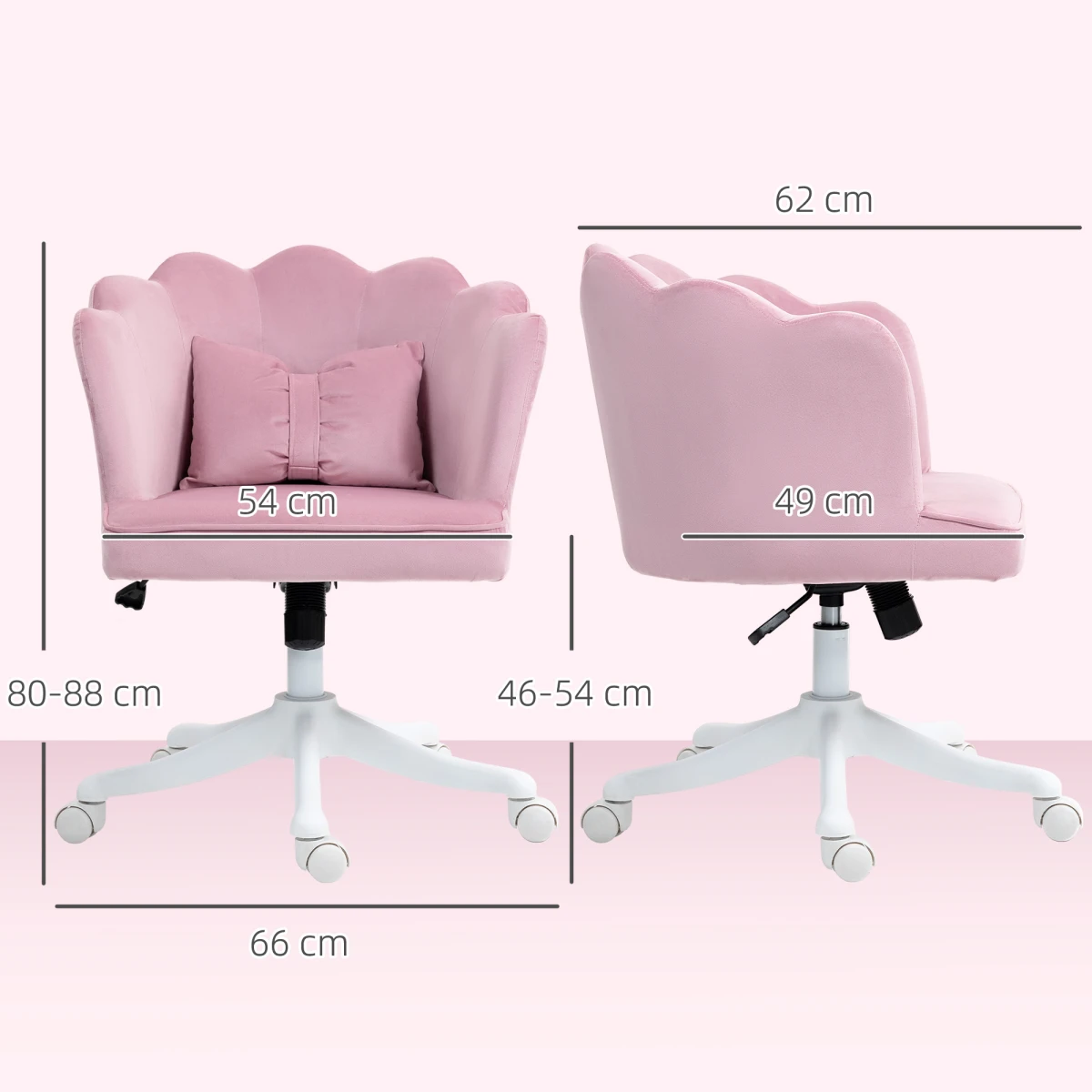 Velvet Office Chair 54cm Wide Lumbar Tilt For Home by N/A