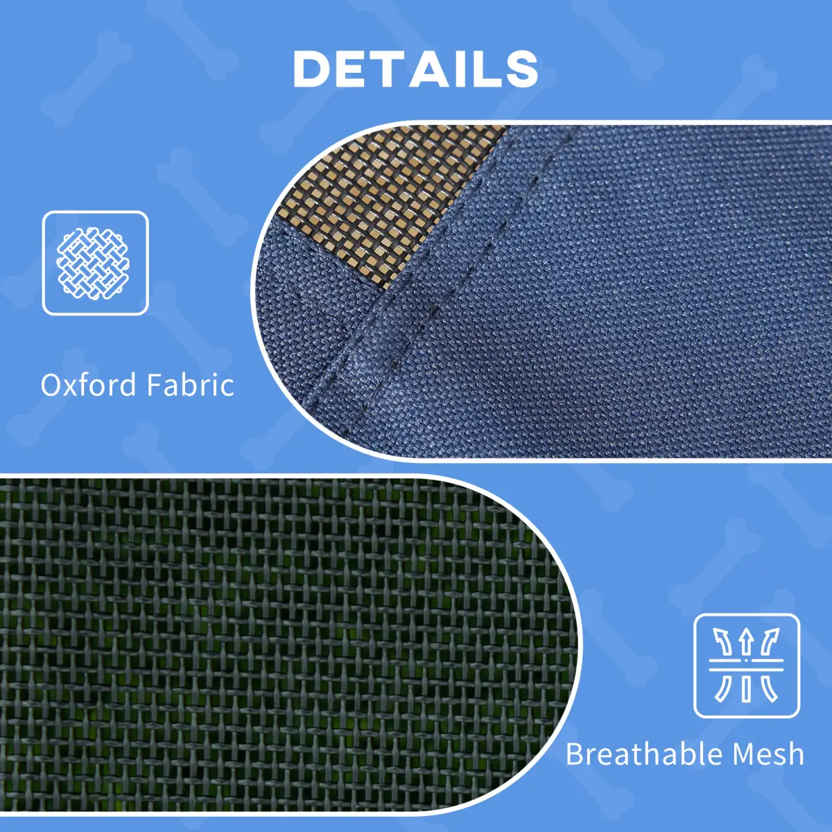 PawHut PawHut 122cm Elevated Dog Bed Cooling Raised Pet Cot UV Protection Canopy Blue - Dog Beds