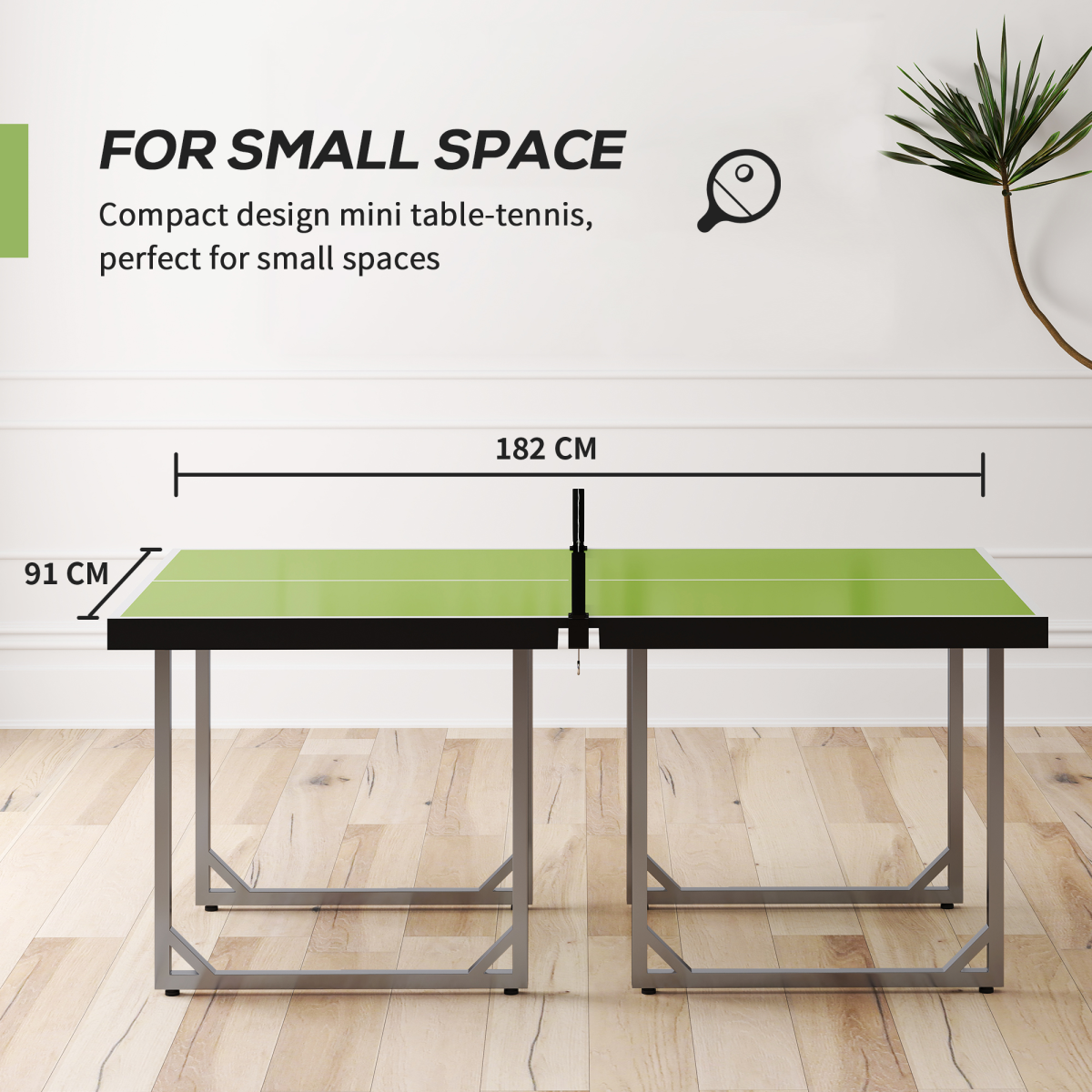 Tennis Table Ping Pong Foldable with Net Game Steel 182cm Indoor, Green HOMCOM - from Unbranded