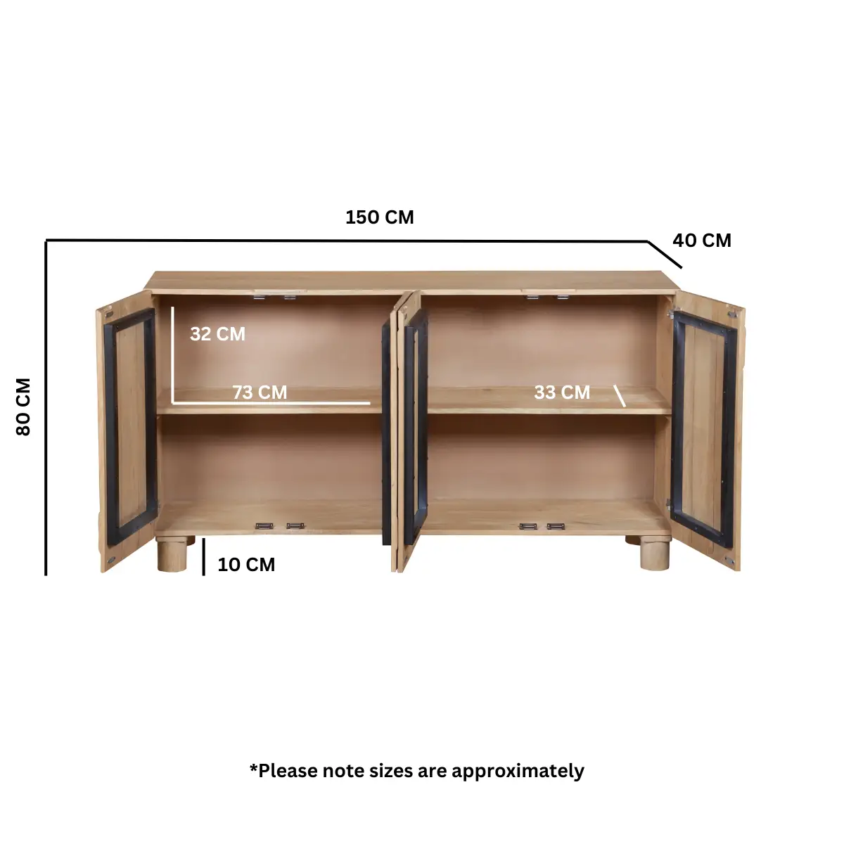 Indian Hub Austin Solid Wooden Extra Large Sideboard - Sideboard