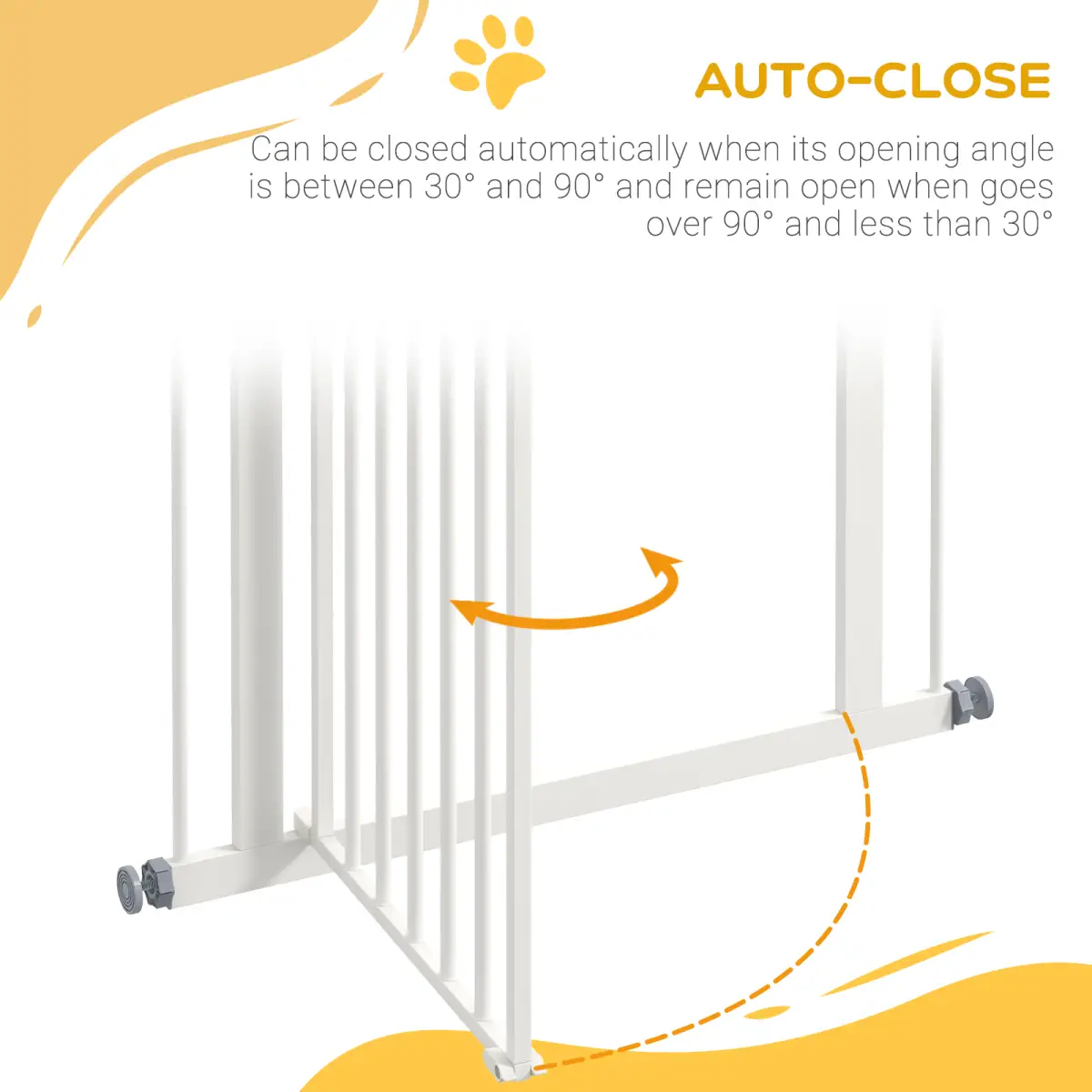 PawHut PawHut 74-80cm Adjustable Metal Pet Gate Safety Barrier w/ Auto-Close Door White - Pet Gate