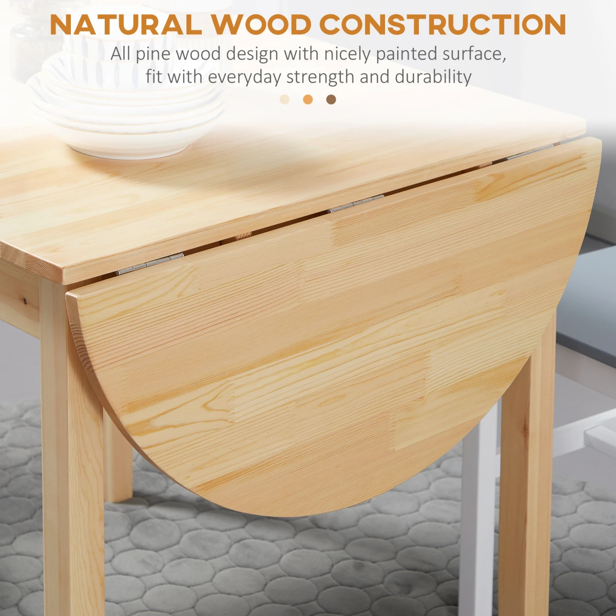 Natural Pine Dining Table Set Large Oval Drop Leaf Non Slip Feet Chairs Included Seats Four To Six by N/A