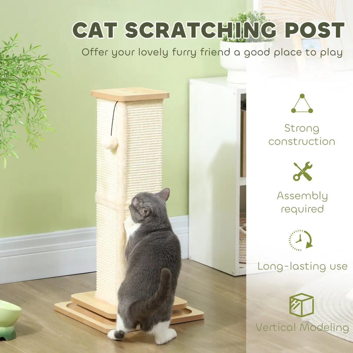 PawHut PawHut 67cm Cat Scratching Post 3 in 1 Cat Scratcher w/ Track Ball Toy - Cat Tree