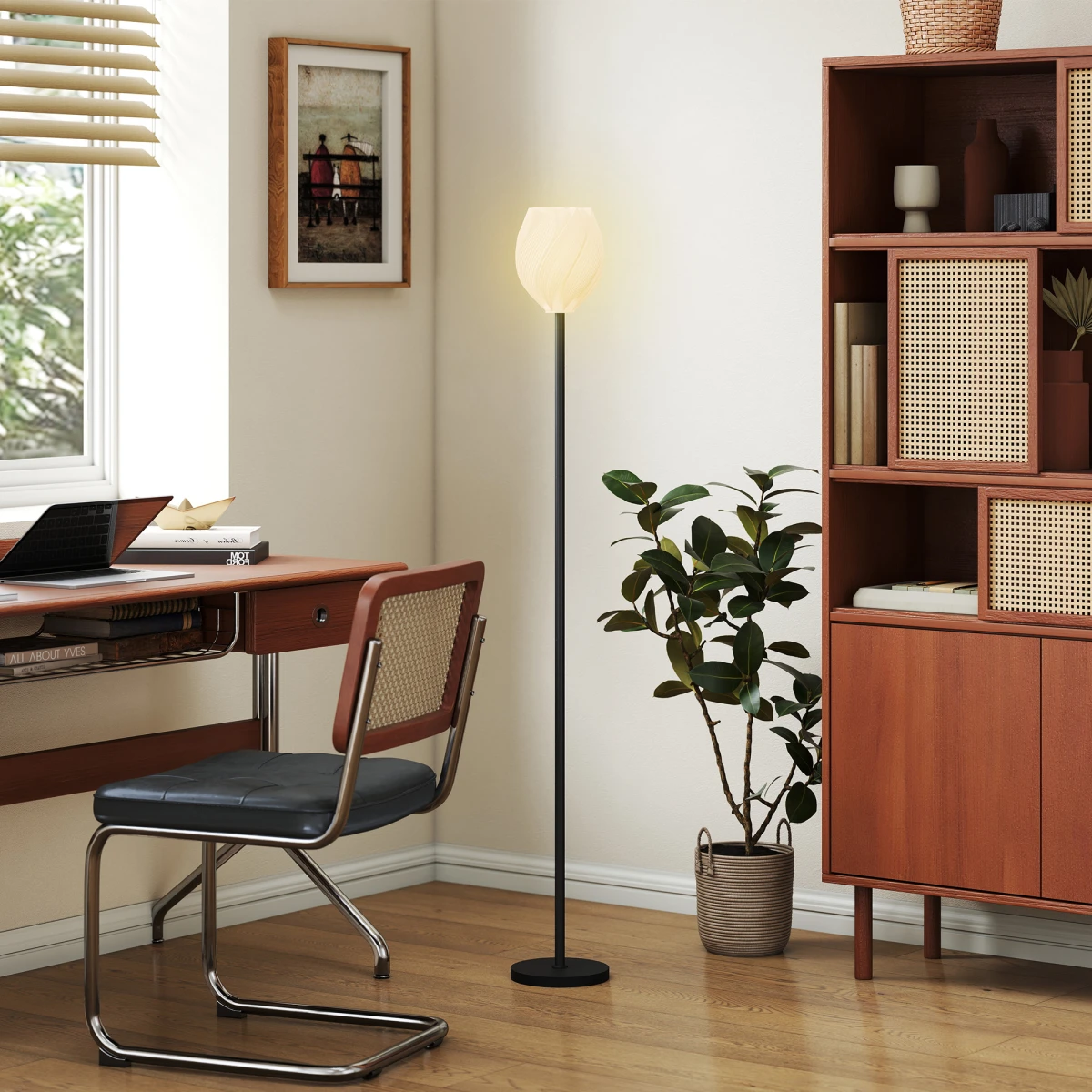 Quality Floor Lamp Tall Standard 3D Printed Rose Shade 3000K 4000K 6000K Foot Switch For Living Room by N/A