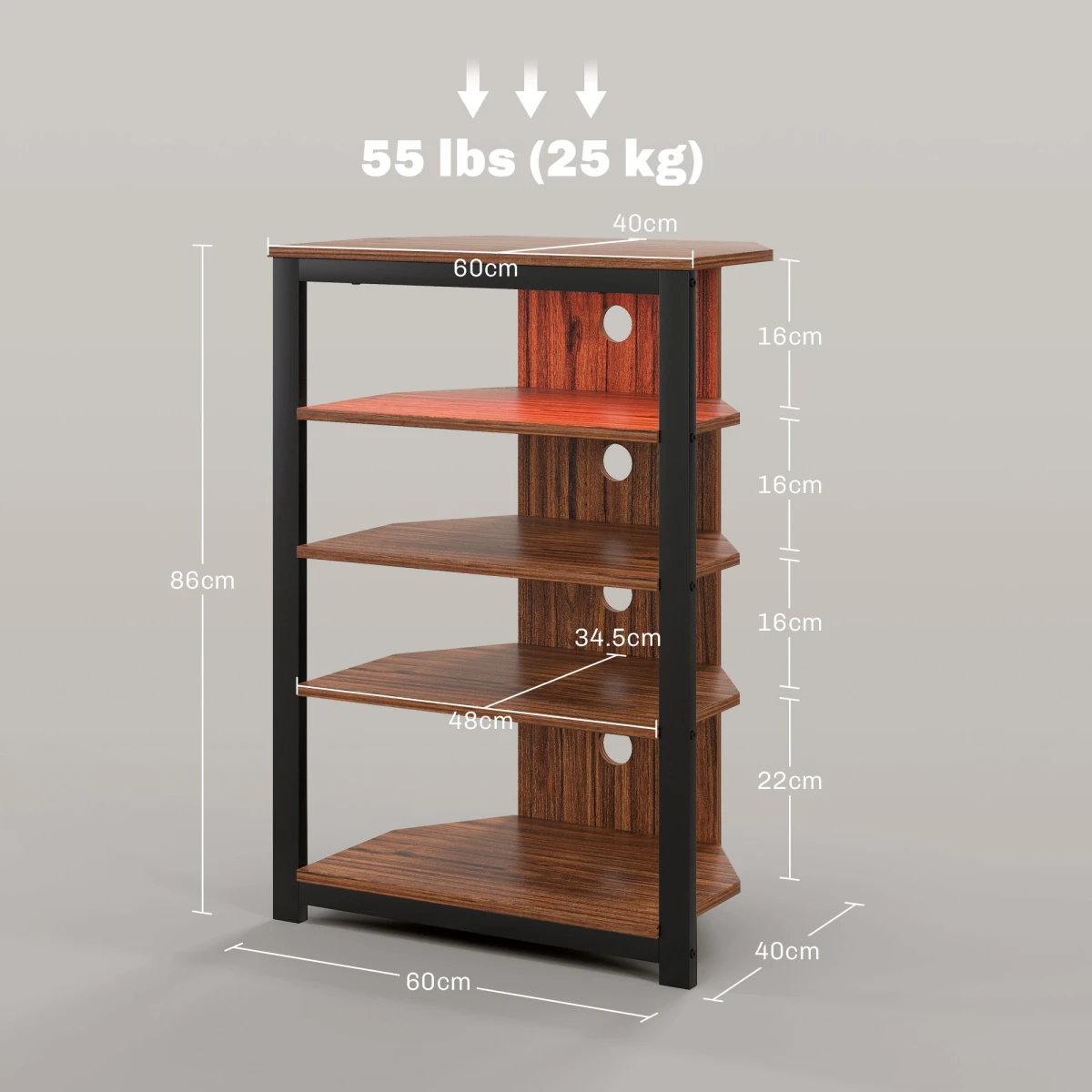 HOMCOM HOMCOM TV Stand 4 Tier Shelves RGB LED Light For 29 Inch TV - TV Unit