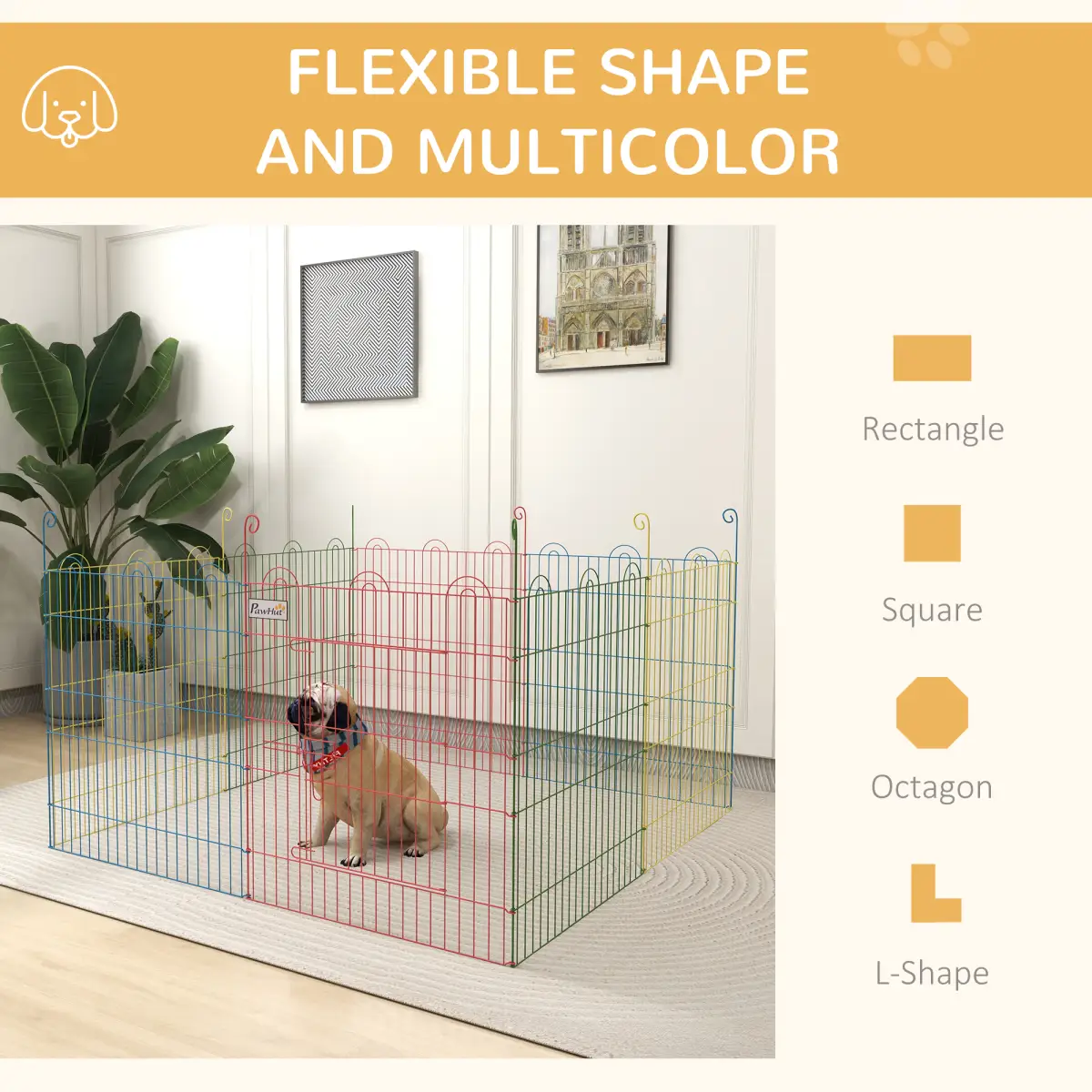 PawHut PawHut Pet Playpen Dog Puppy Crate Kennel w/ Door, 60H x Φ156cm - Pet Playpen