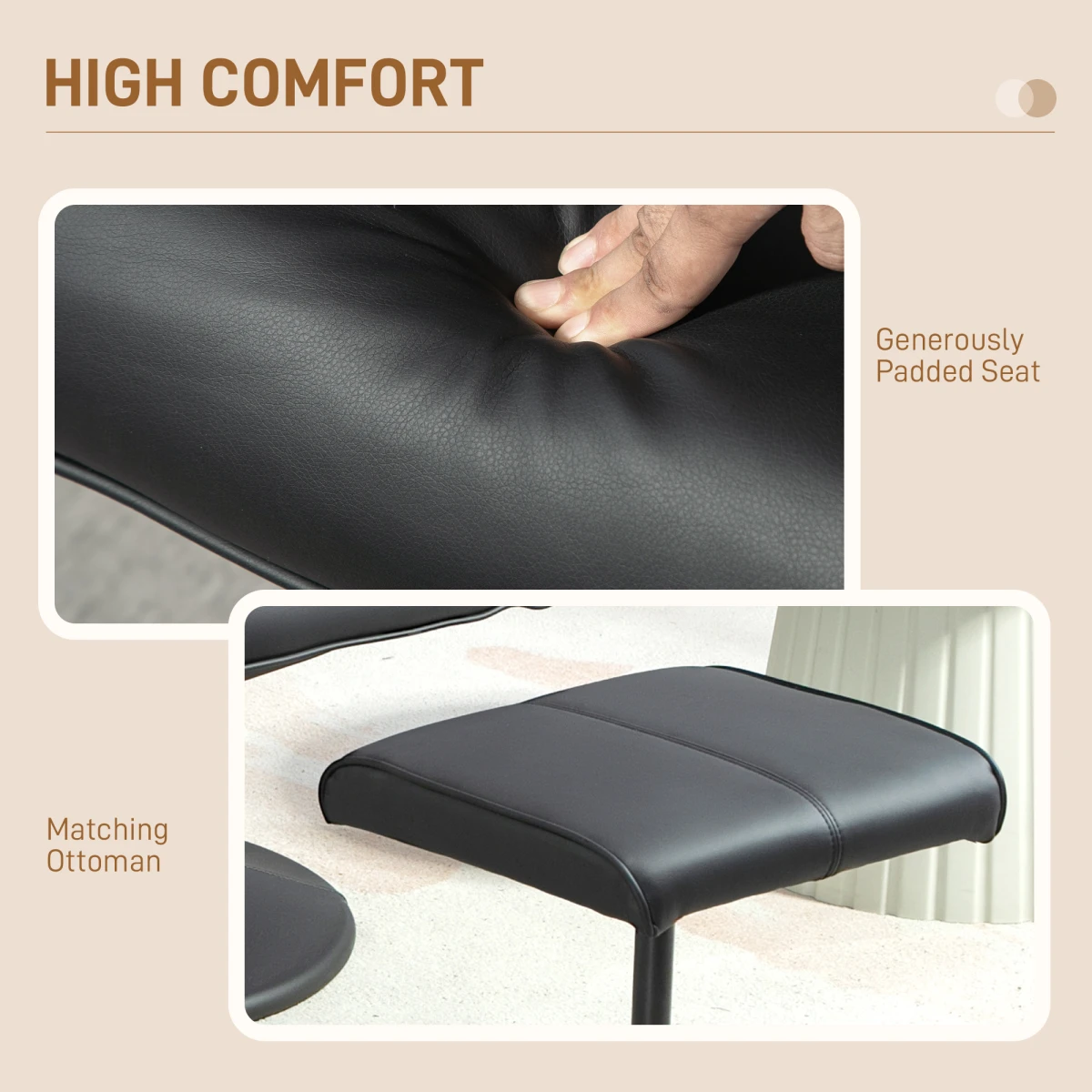 HOMCOM Swivel Armchair With Footstool Standard Size Faux Leather Upholstery 145 Degree Recline Living Room by AIYAPLAY