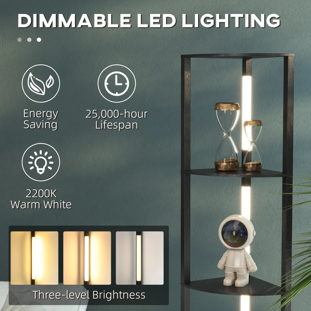 HOMCOM HOMCOM Corner Floor Lamp 39.4 Inch Dimmable LED Light for Living Room - Lamp