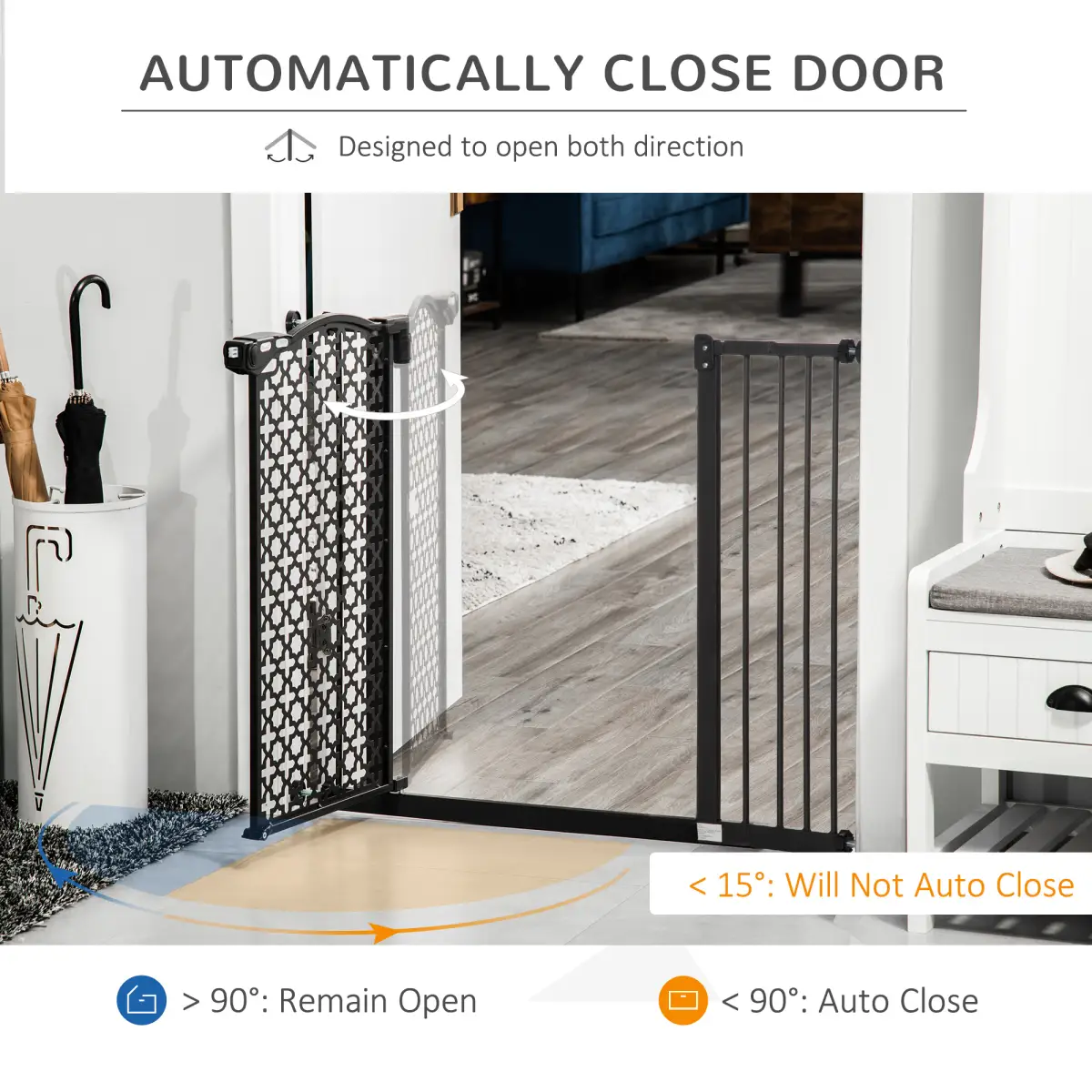 Unbranded 74-105 cm Pet Safety Gate Pressure Fit Stair with Double Locking, Black Pawhut - Pet Gate