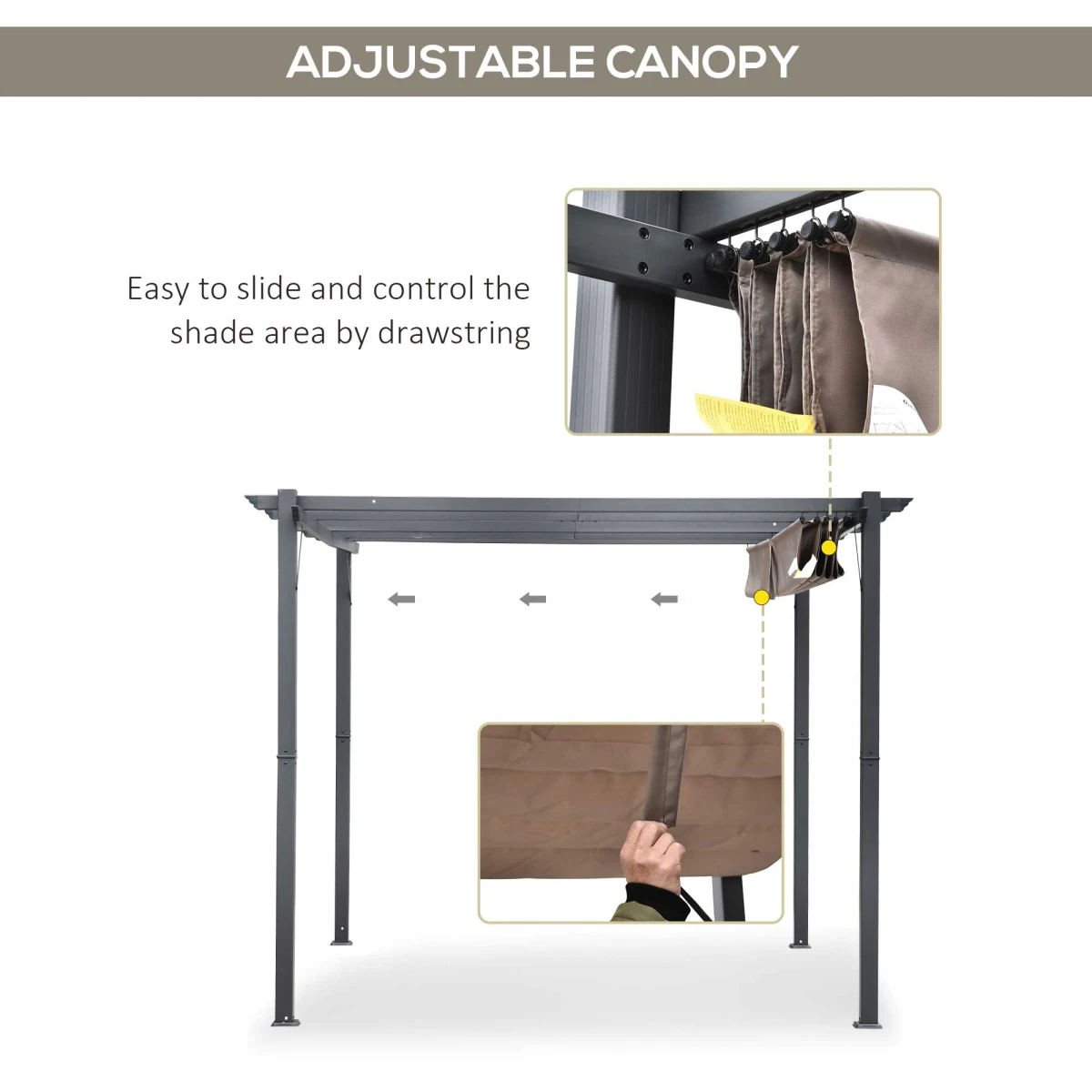 Outsunny Pergola 3x3m Adjustable Canopy Patio by Outsunny