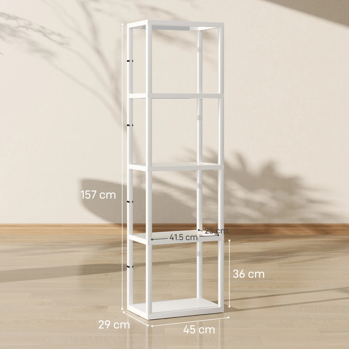 N/A Premium Floor Lamp Tall Four Tier Display Shelves with Tempered Glass and Warm White LED for Home Decor - Lamp