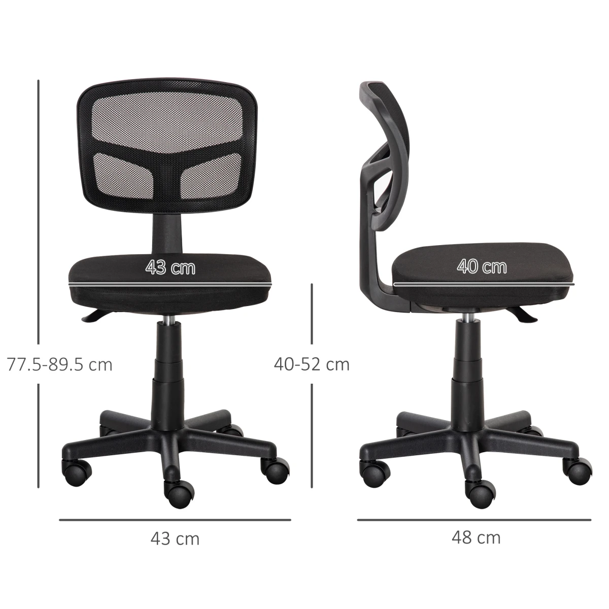 Vinsetto Office Chair Small Armless Ergonomic Breathable Mesh Back For Small Home Office by Vinsetto