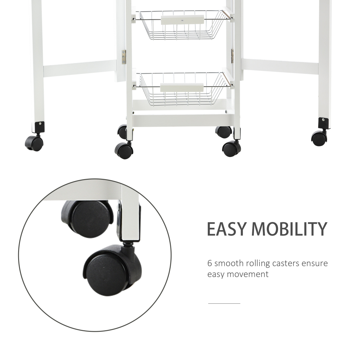 MDF Extendable Kitchen Island Trolley White - from HOMCOM