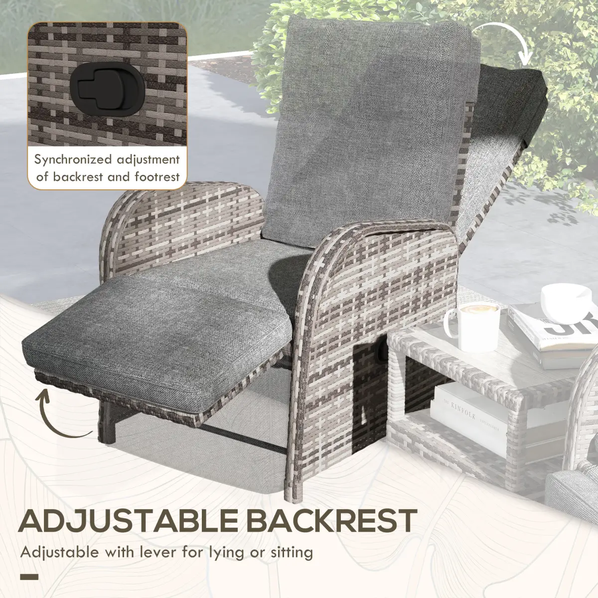 Outsunny Outsunny 3 PCs Rattan Chaise Lounge Sofa Set w/ Cushion for Patio Yard Porch - Garden Sofa Sets