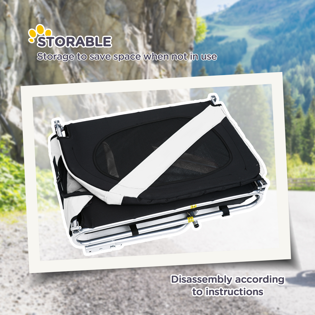 Pet Bicycle Trailer Dog Cat Bike Carrier Water Resistant Travel Steel Black - from Pawhut