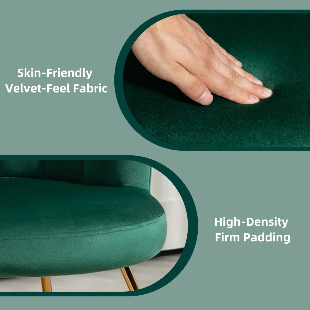 HOMCOM HOMCOM Velvet Accent Chair Lotus Backrest Green Living Room - Accent Chair