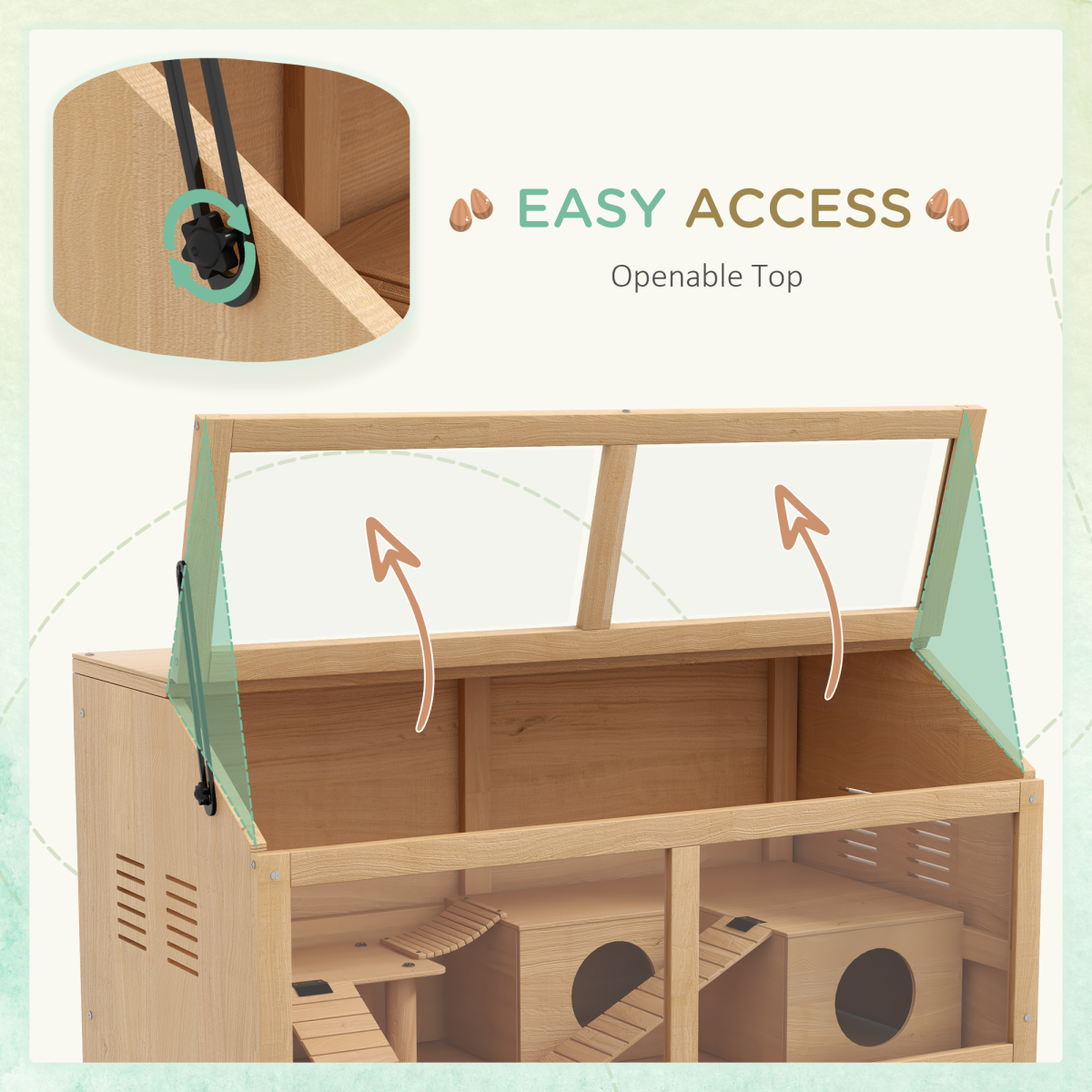 PawHut Wooden Hamster Cage for Gerbils w/ Suspension Bridge, Ladders, Nature - from PawHut