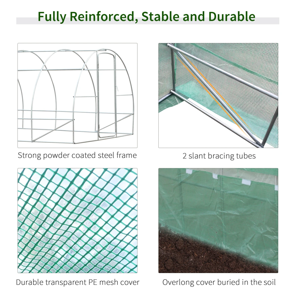 Outsunny Reinforced Walk In Polytunnel Greenhouse 6M By 3M Steel Frame Ideal For Year Round Gardeners - Greenhouse