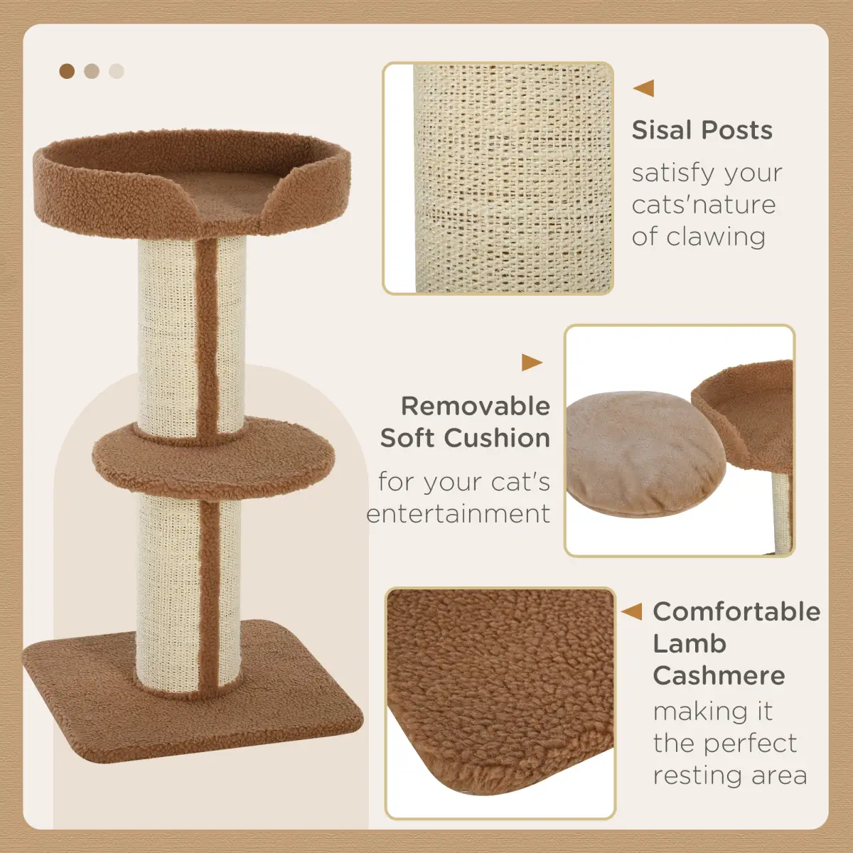 Unbranded 91cm Cat Tree Kitten Activity Center Tower Scratching Post Lamb Cashmere Perch - Cat Tree