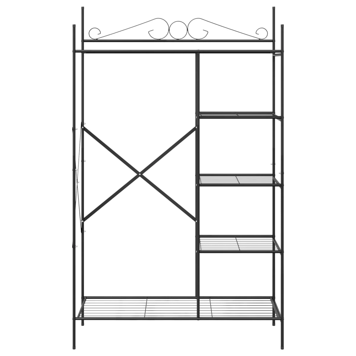 vidaXL Open Wardrobe Black Metal Frame 4-Tier With Hanging Rod For Bedroom Storage by vidaXL