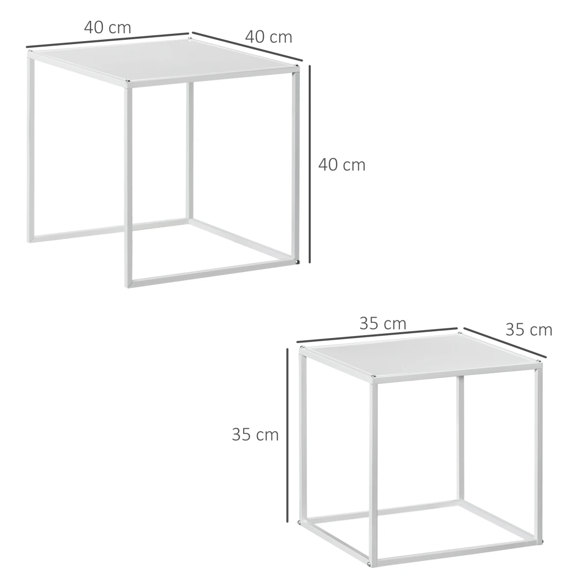 HOMCOM Nesting Tables Two Sizes Steel Frame Home - Nest of Tables
